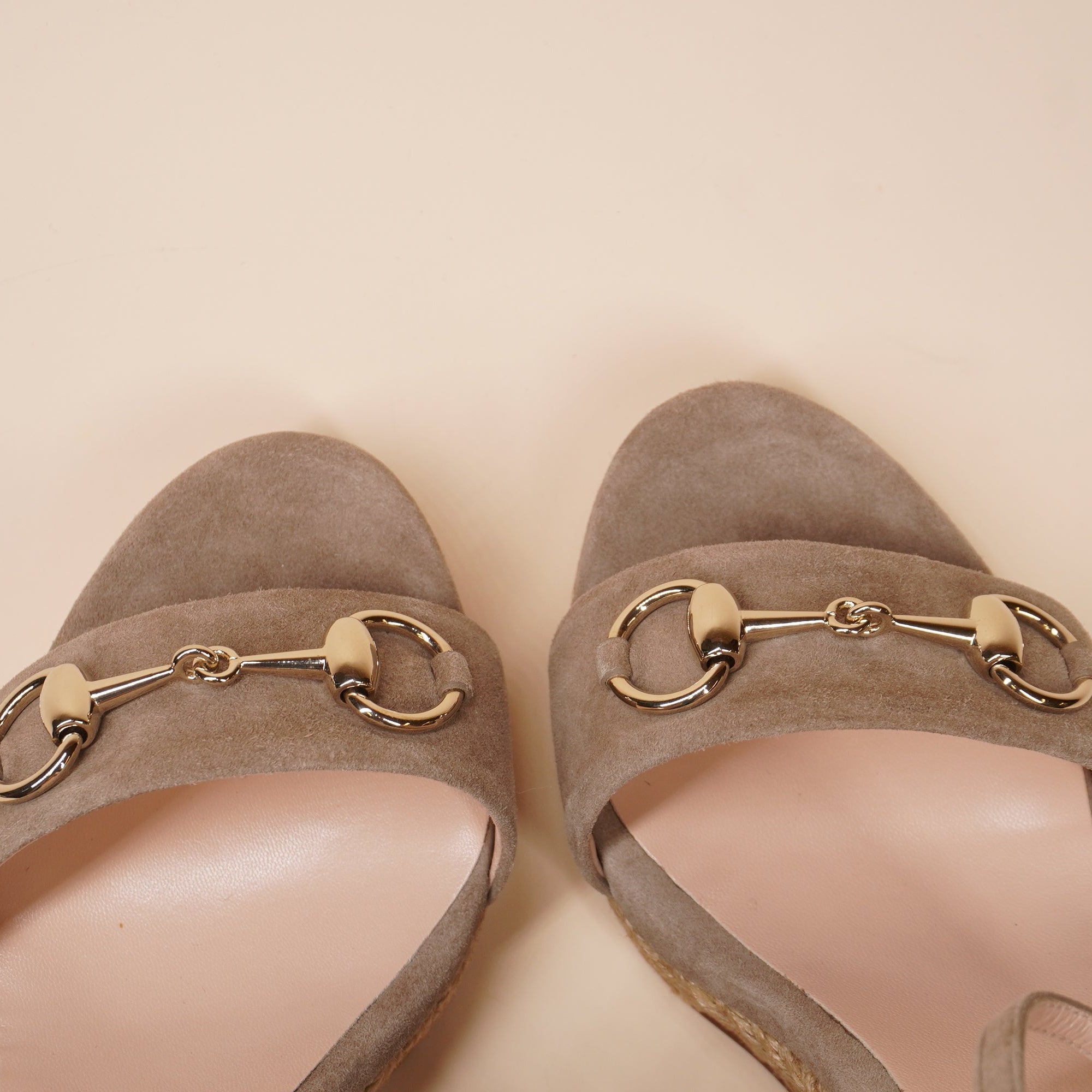 PRE-OWNED GG Beige Suede Espadrilles Size 38