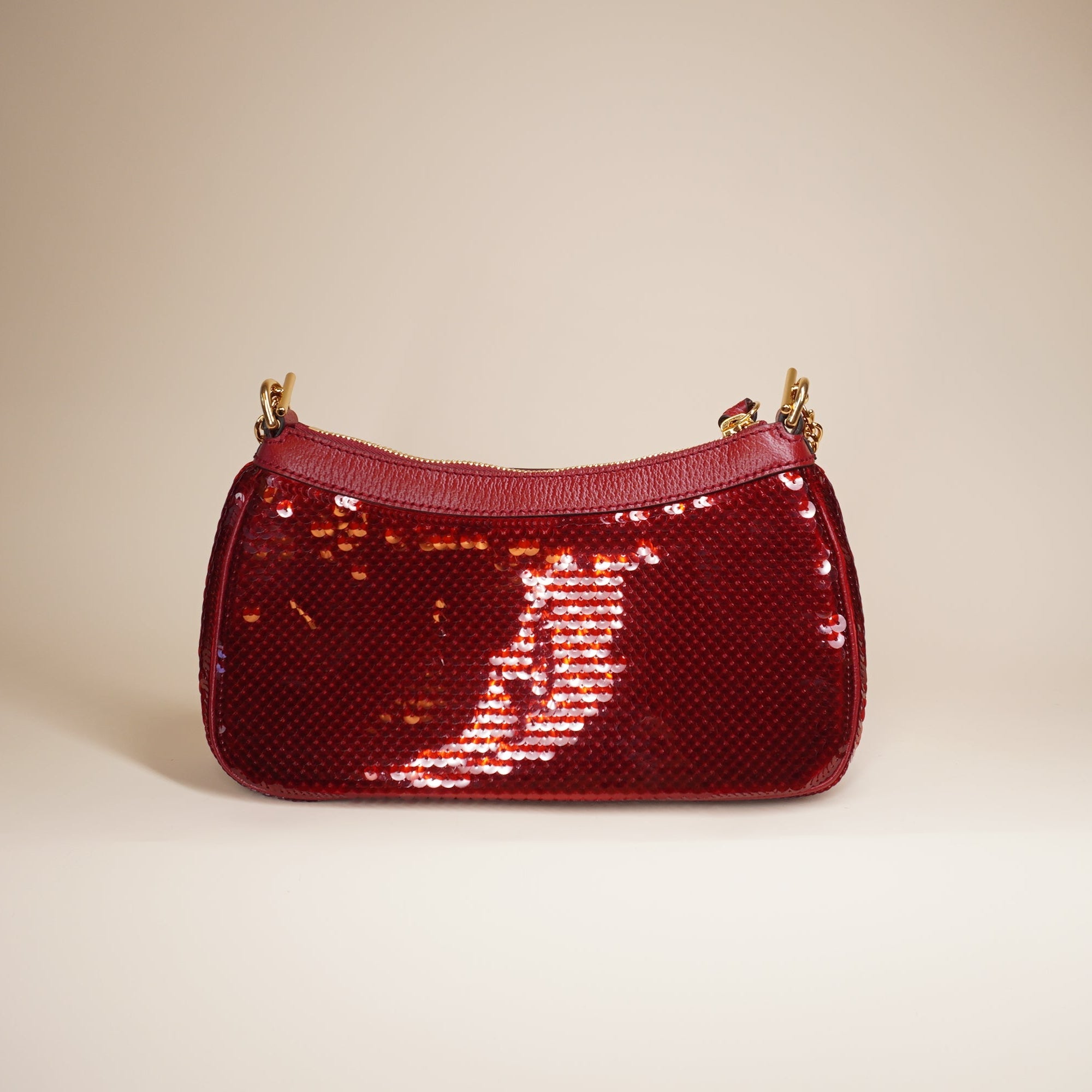 PRE-OWNED GG Red Sequin Strawberry Ophidia Shoulder Bag