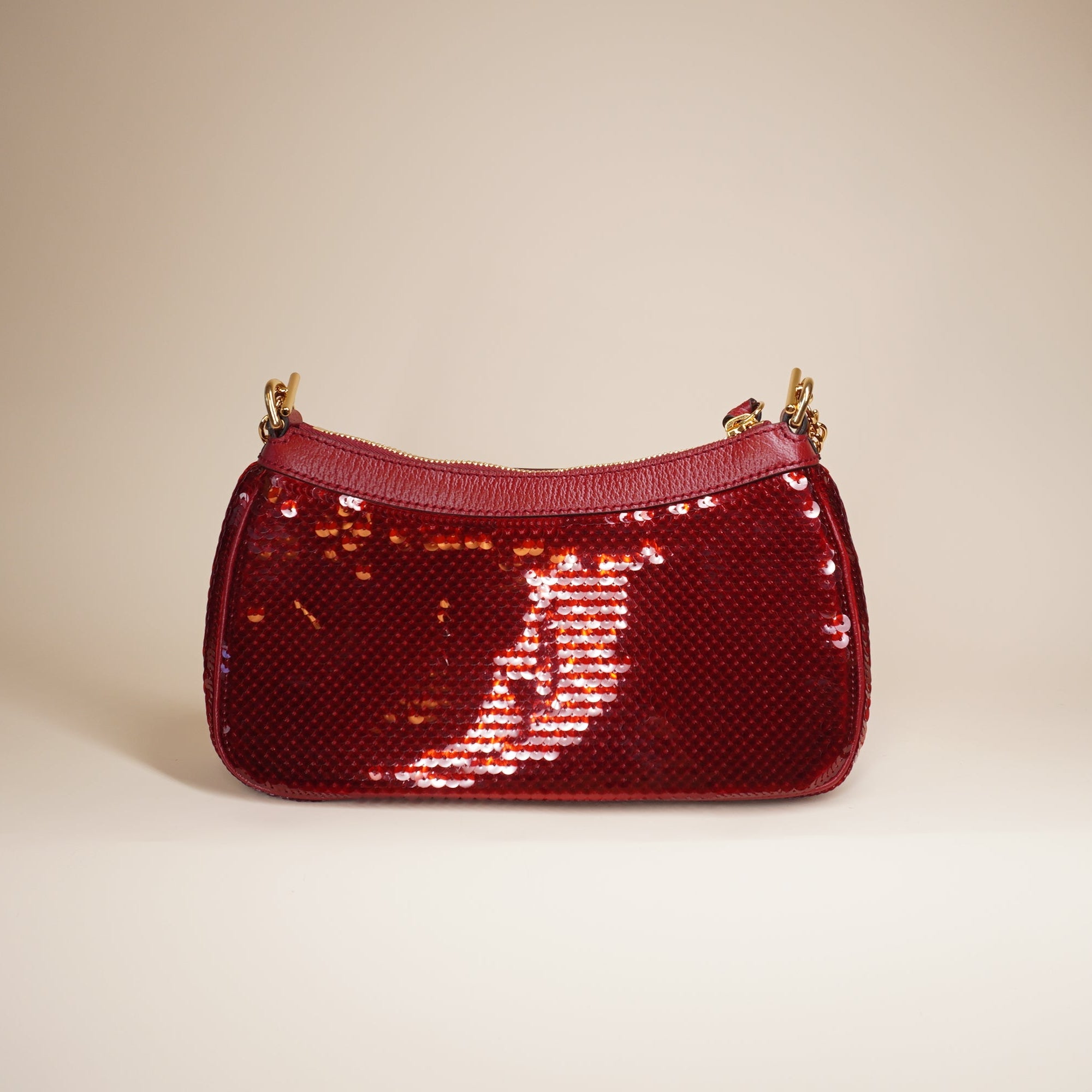 PRE-OWNED GG Red Sequin Strawberry Ophidia Shoulder Bag