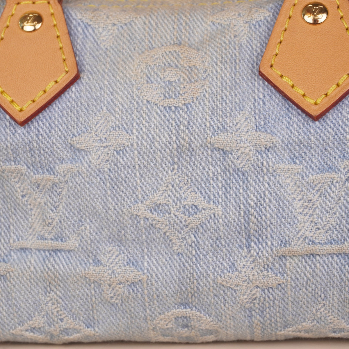 PRE-OWNED LV Nano Speedy Monogram Denim Bag