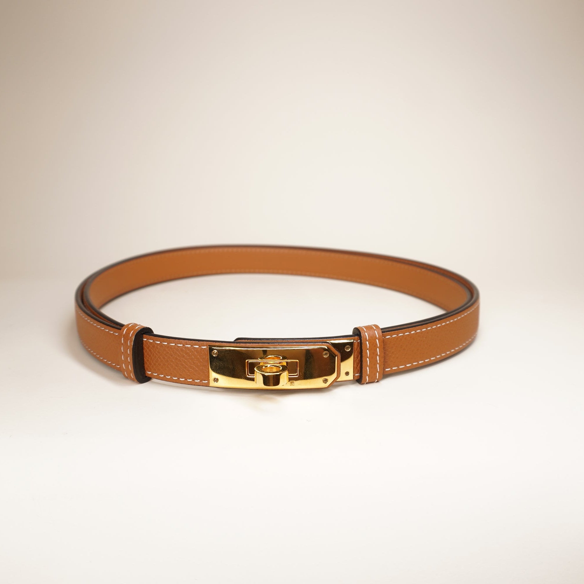 PRE-OWNED Kelly Belt Gold Veau Epsom