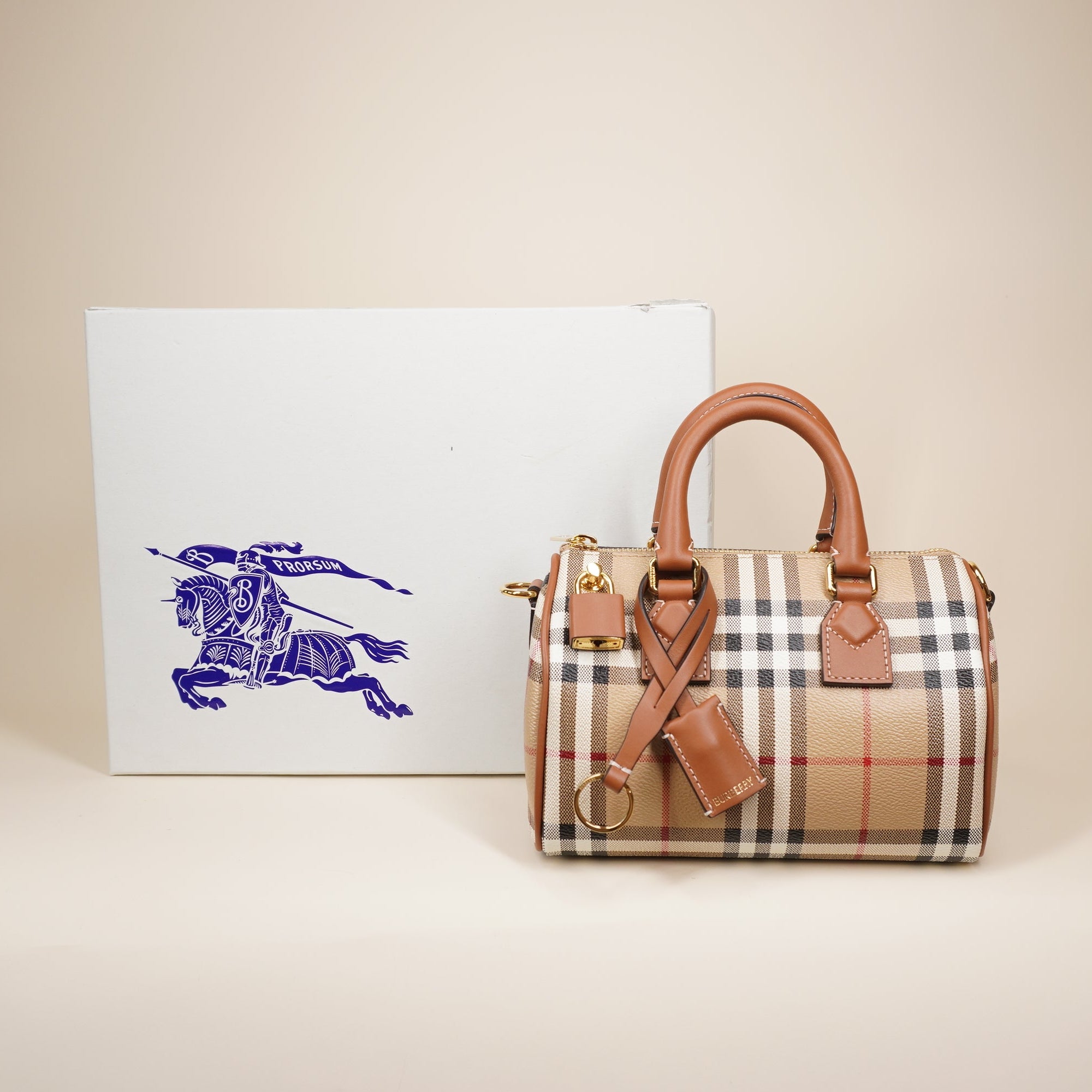 PRE-OWNED Mini Check Bowling Crossbody Bag