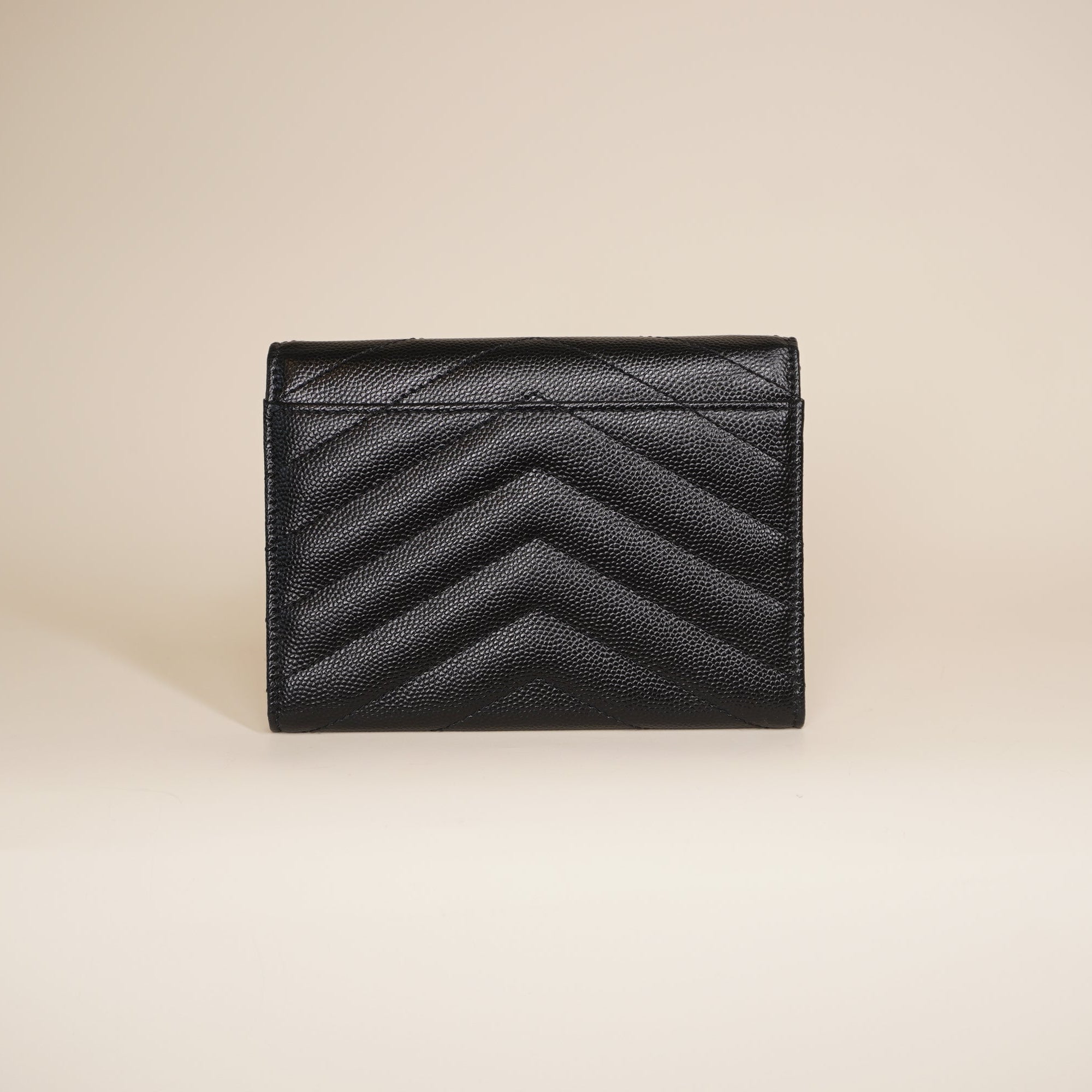 PRE-OWNED YSL Matelassé Small Envelope Wallet Grain De Poudre Leather