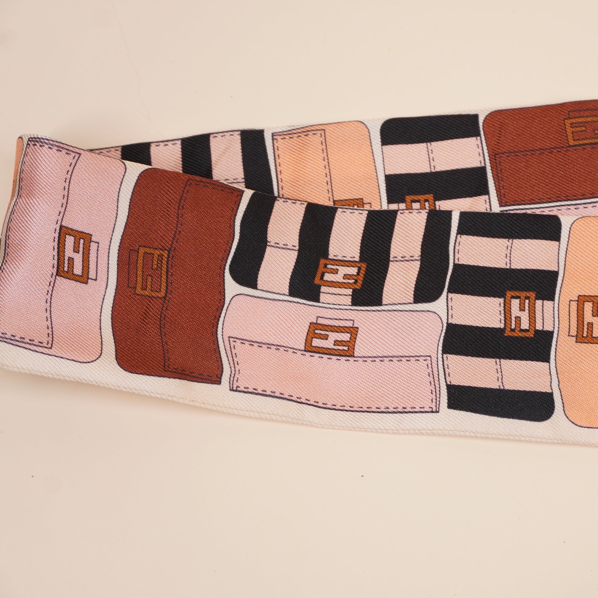 PRE-OWNED FF Wrappy Multicolour Silk Bandeau Twilly