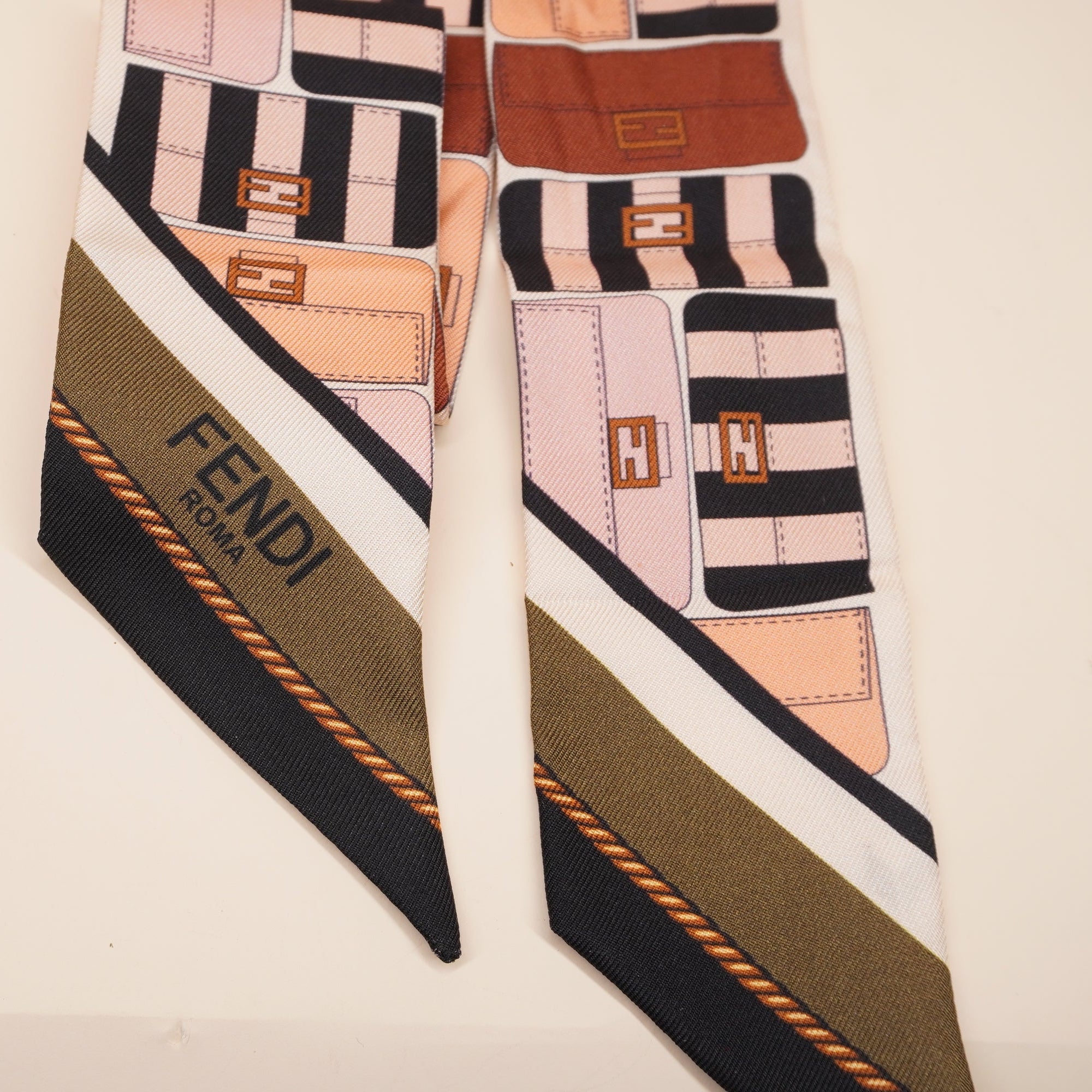 PRE-OWNED FF Wrappy Multicolour Silk Bandeau Twilly