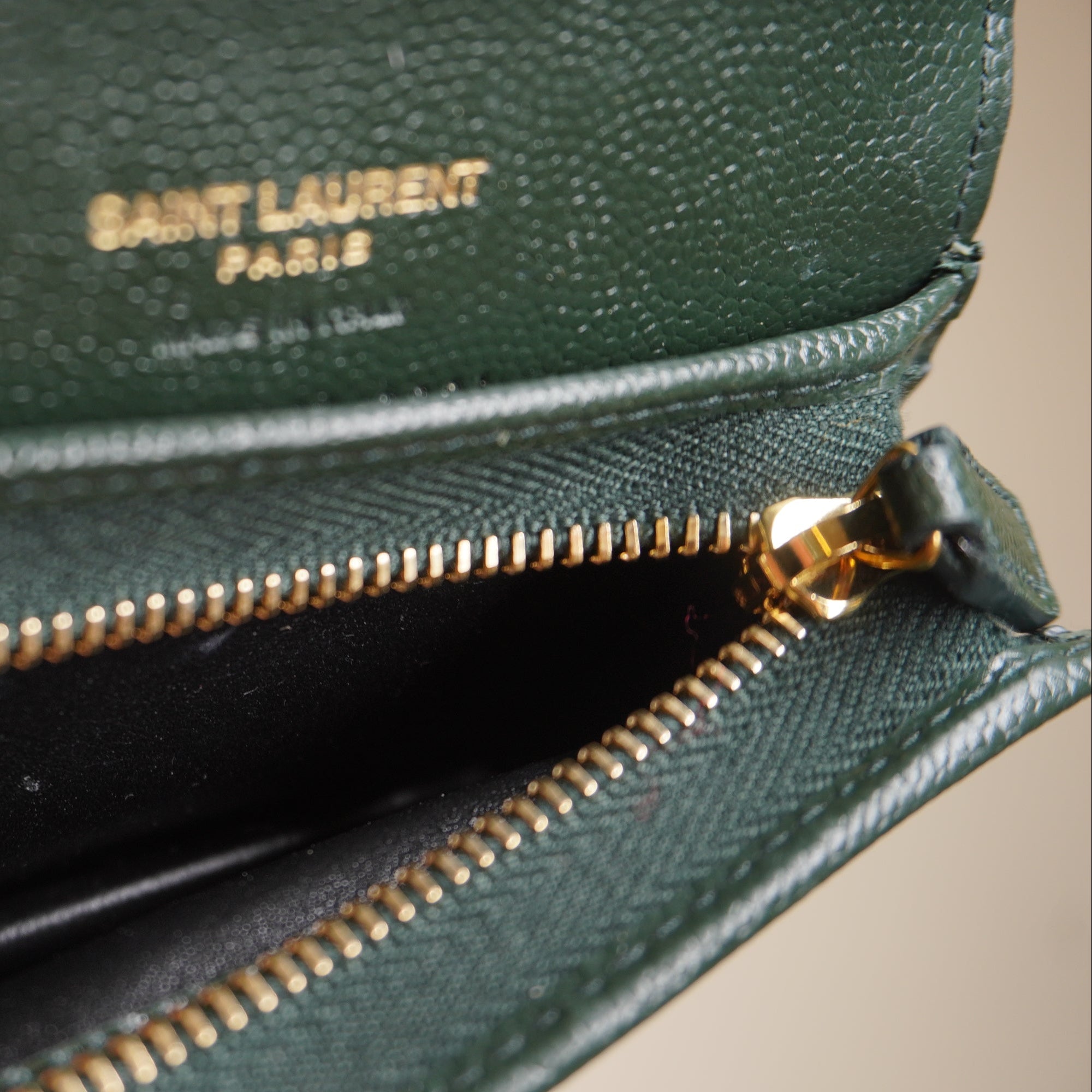 PRE-OWNED Green Textured Mixed Matelasse Triquilt Monogram Short Wallet