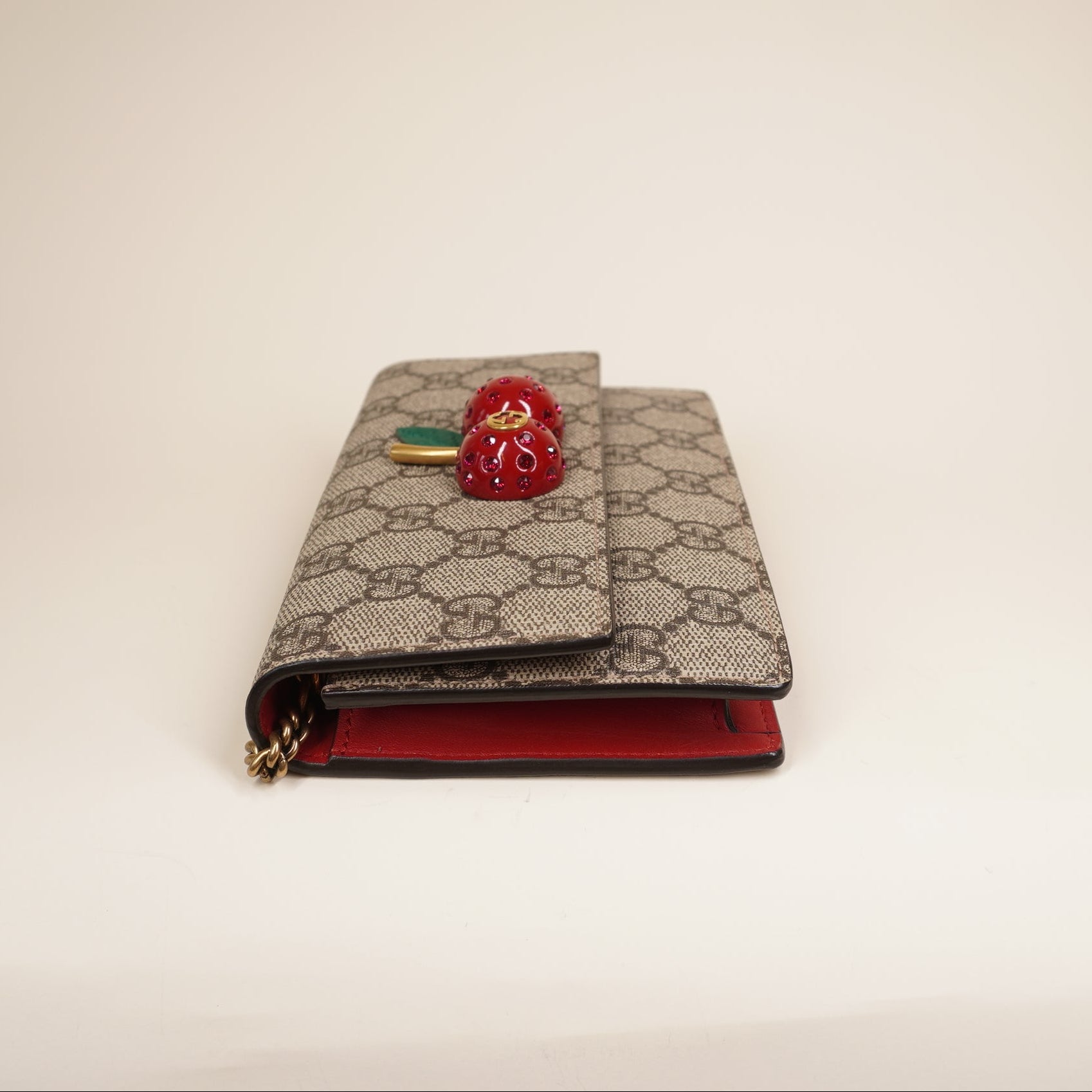 PRE-OWNED GG Supreme Monogram Mini Cherry WOC