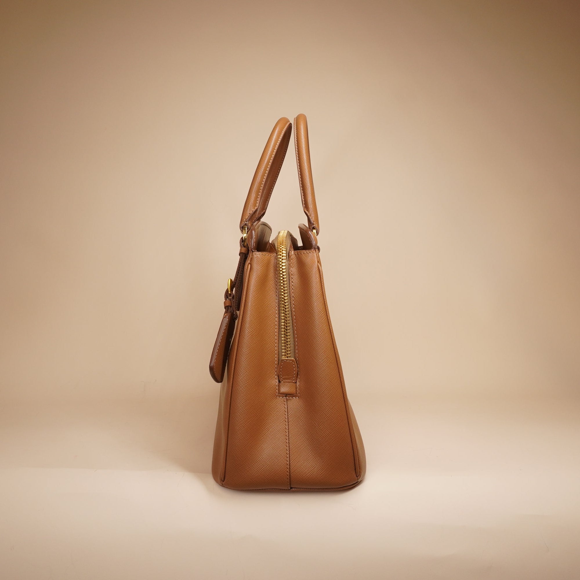 PRE-OWNED Camel Brown Saffiano Lux Leather Parabole Tote