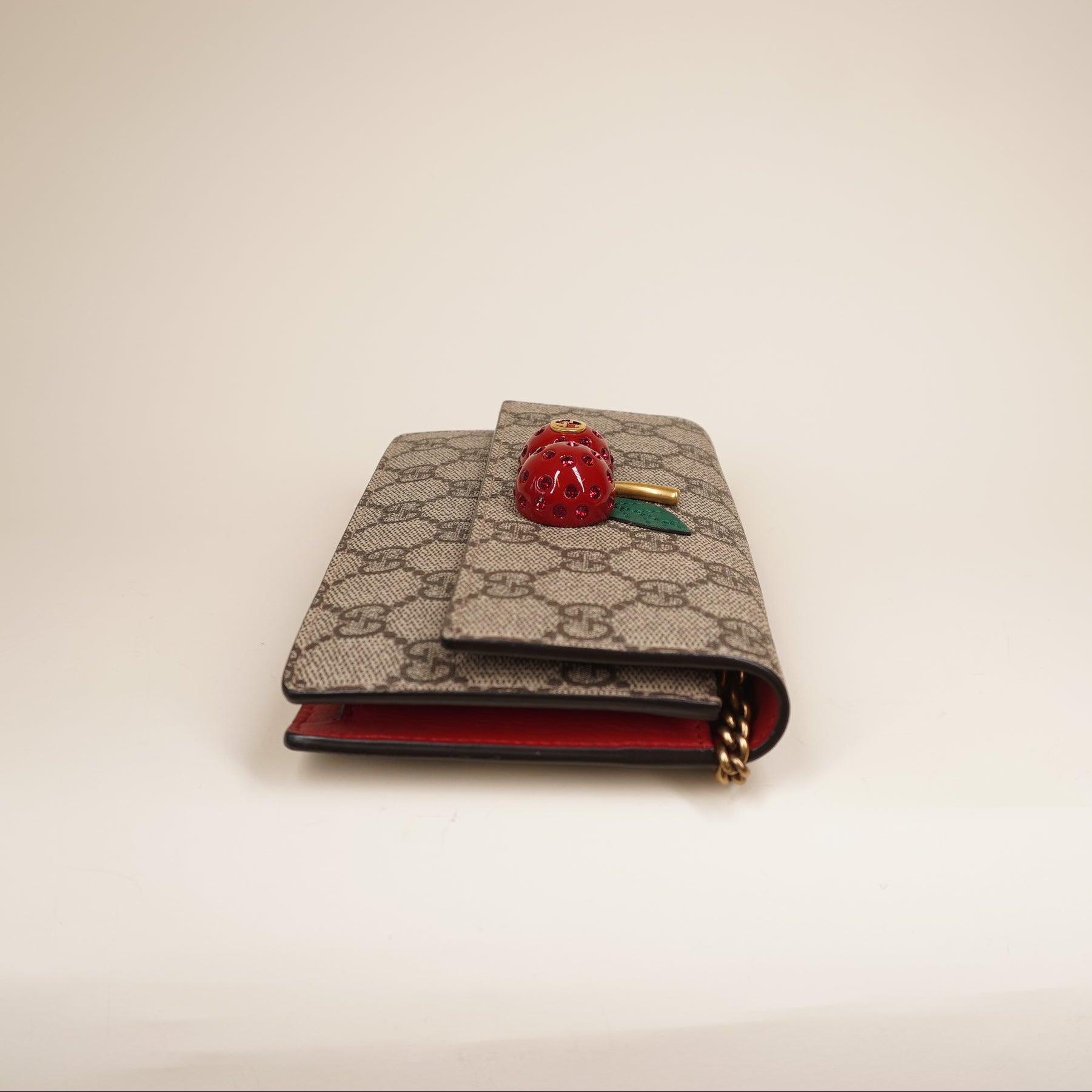 PRE-OWNED GG Supreme Monogram Mini Cherry WOC