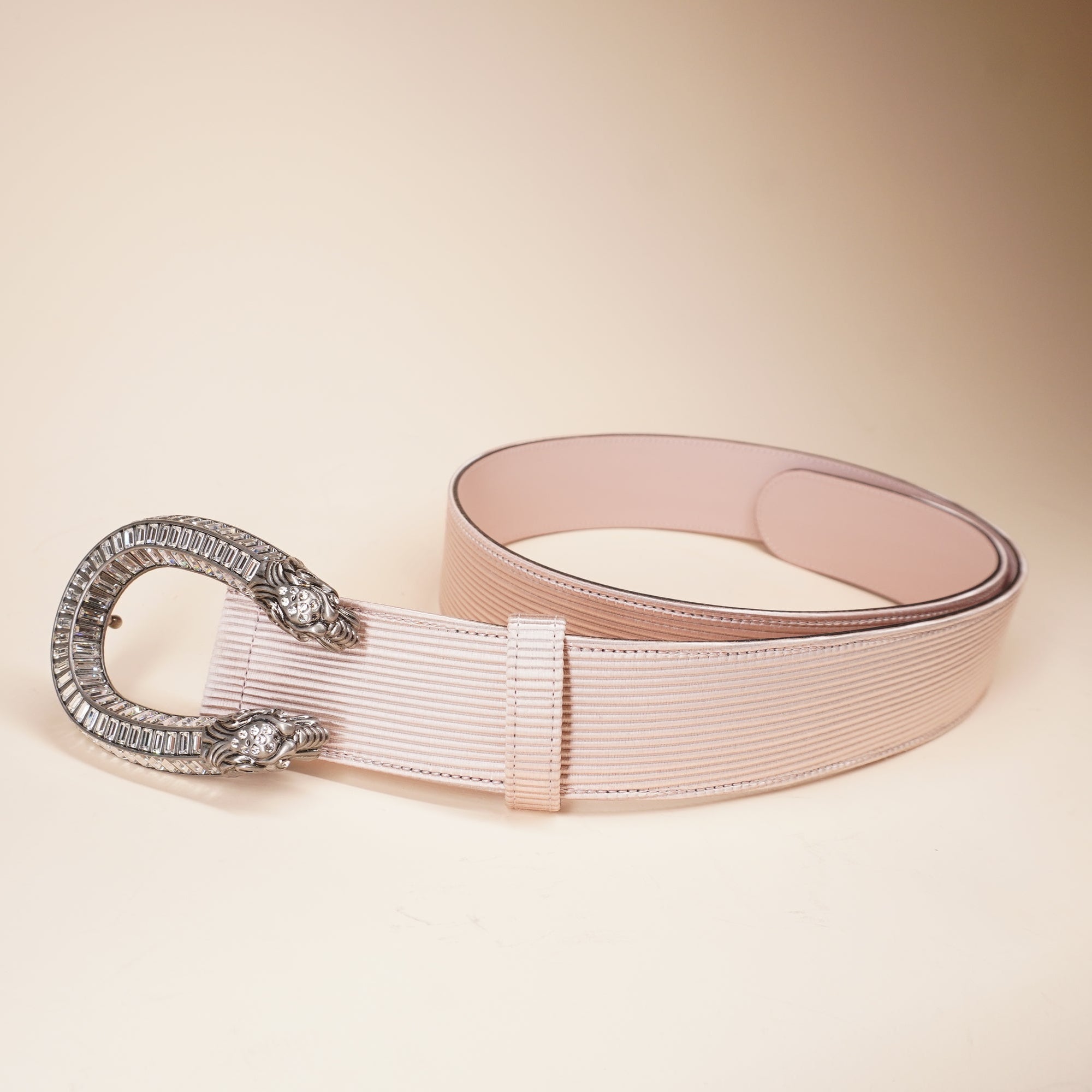 PRE-OWNED GG Dionysus Wide Belt In Pink