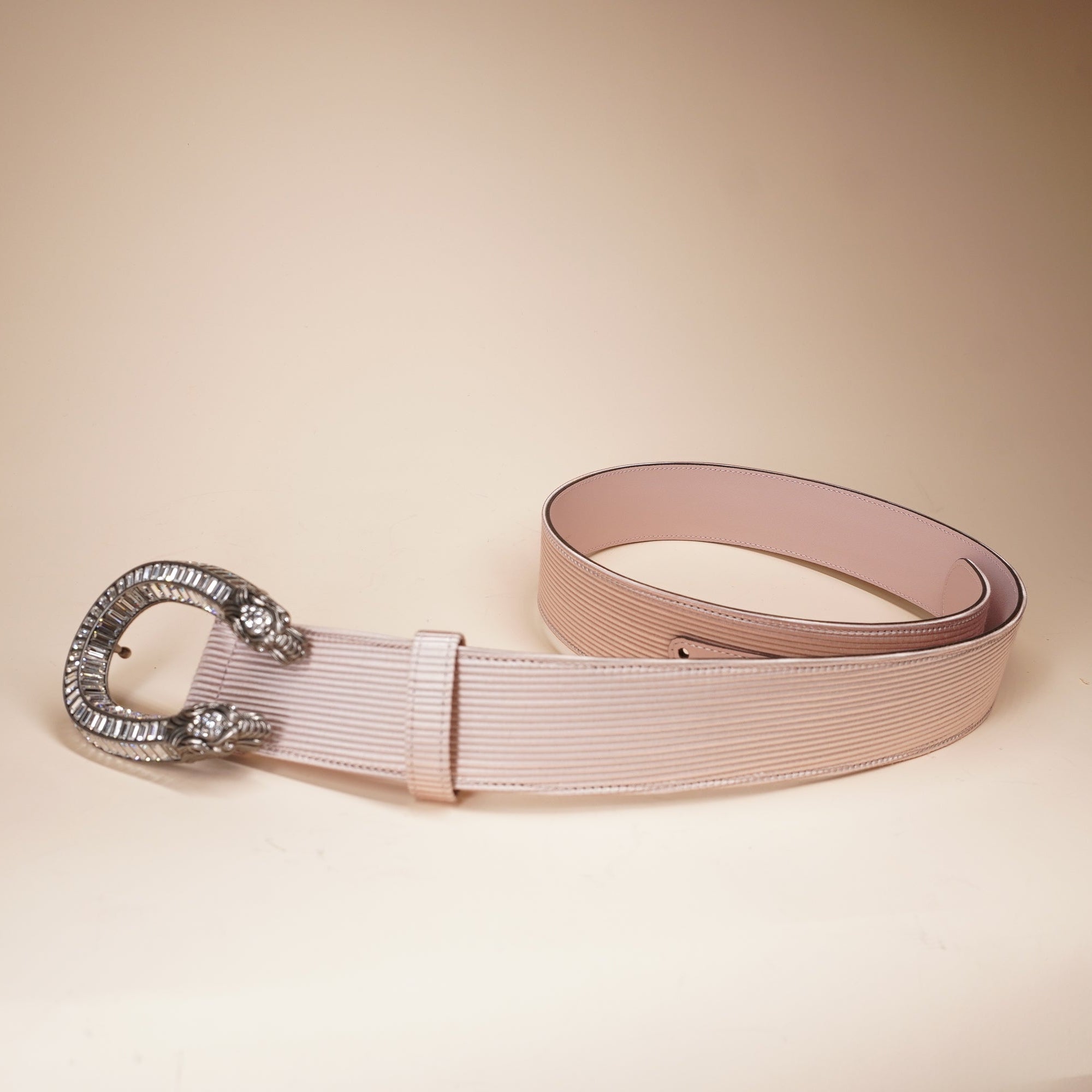 PRE-OWNED GG Dionysus Wide Belt In Pink
