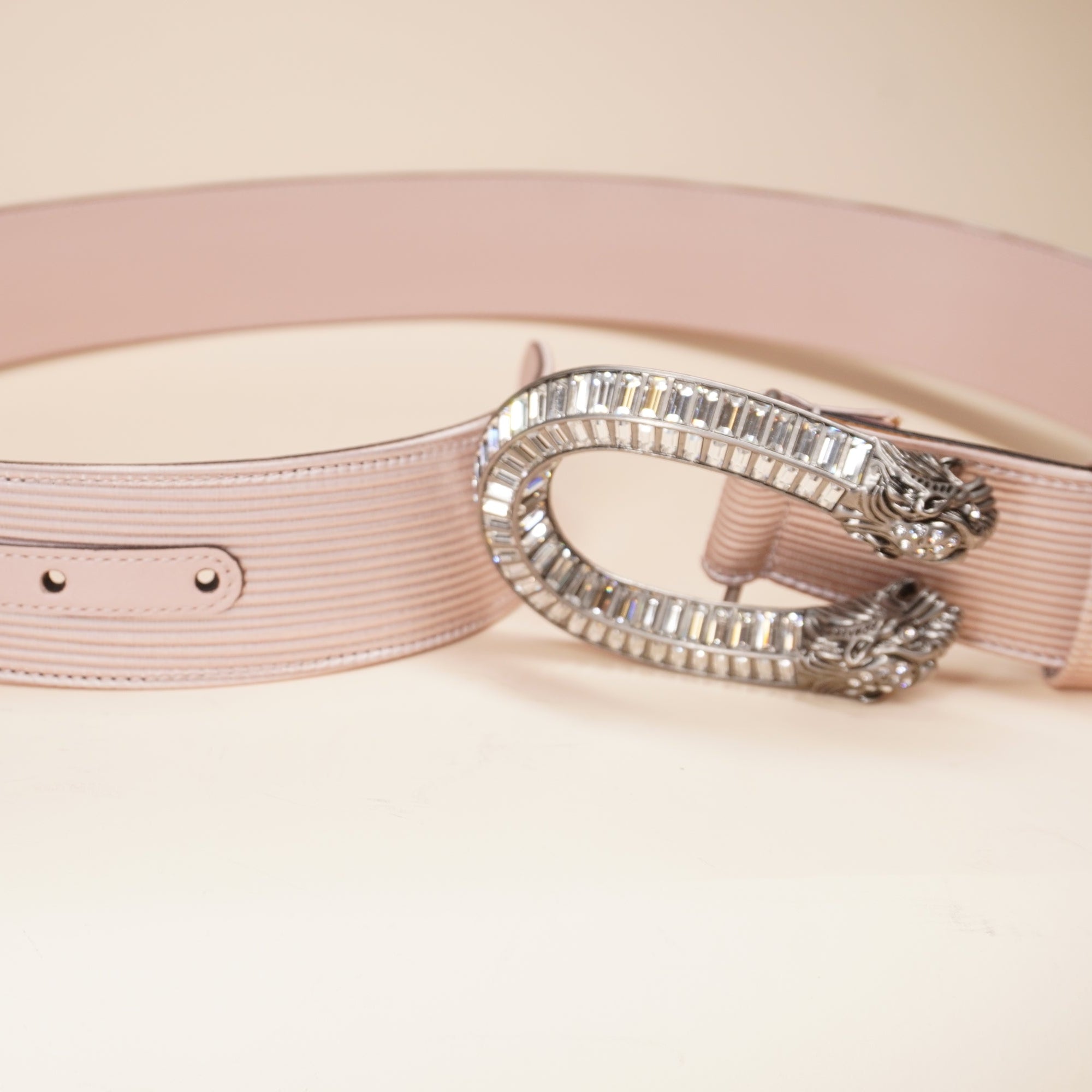 PRE-OWNED GG Dionysus Wide Belt In Pink