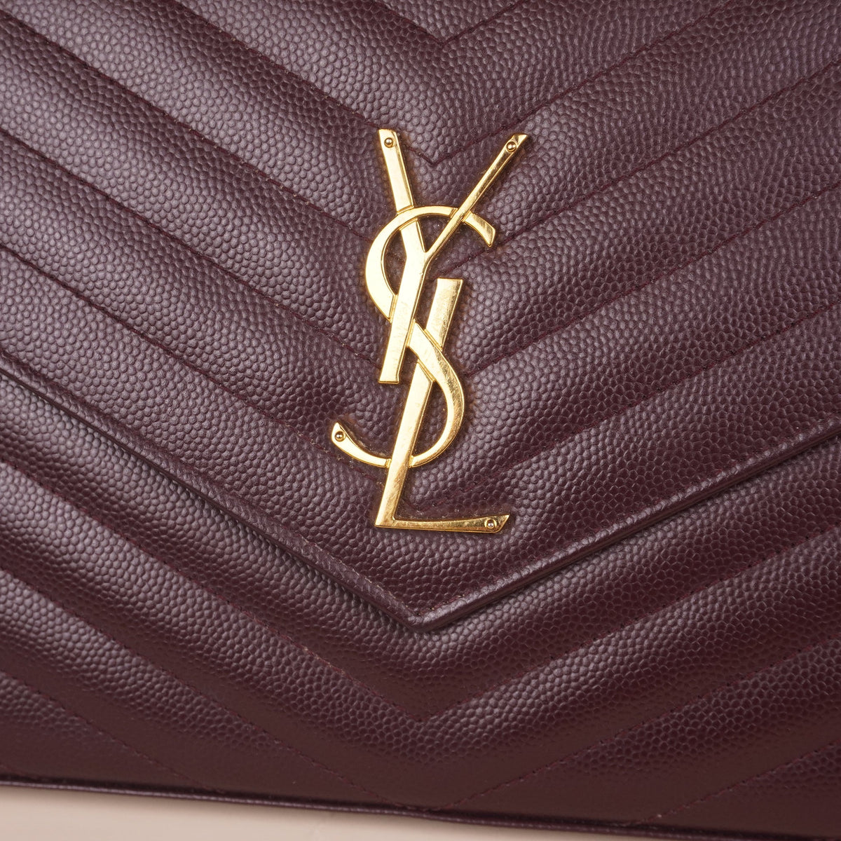 PRE-OWNED Burgundy Chevron Cassandre Envelope Chain Wallet