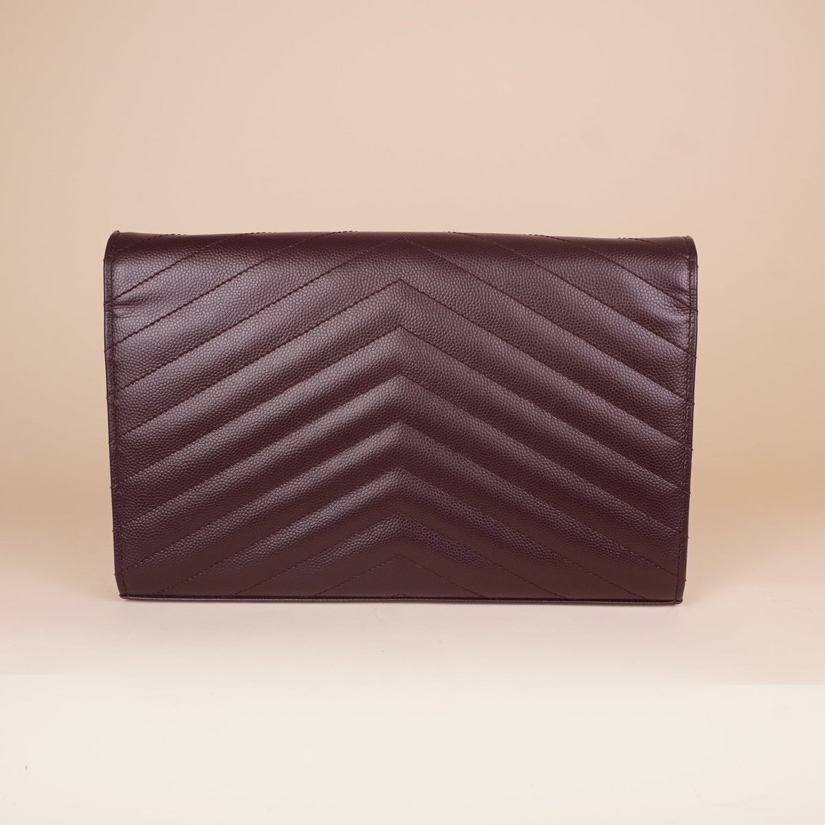 PRE-OWNED Burgundy Chevron Cassandre Envelope Chain Wallet
