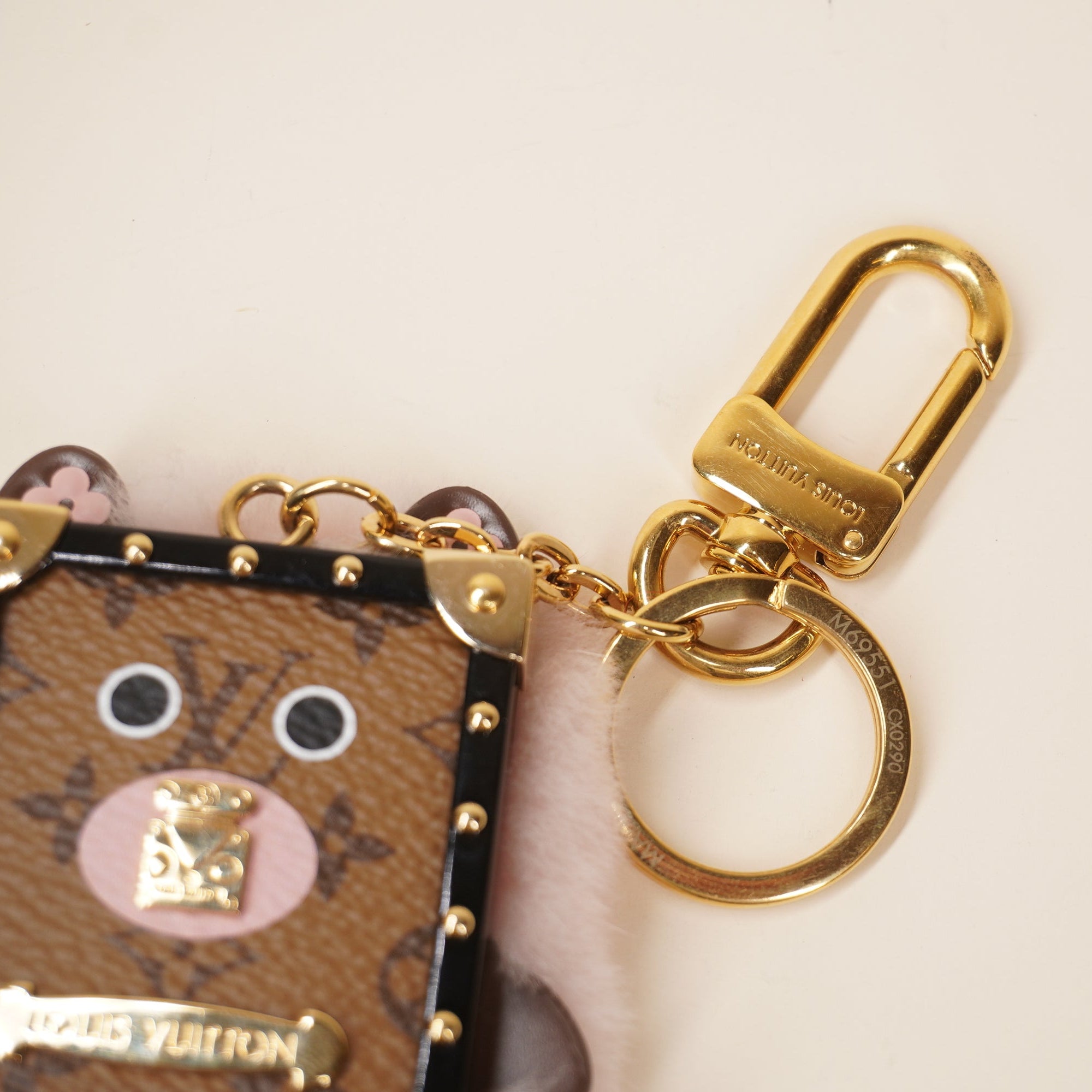 PRE-OWNED LV Bear Bag Charm and Key Holder Monogram Canvas with Fur