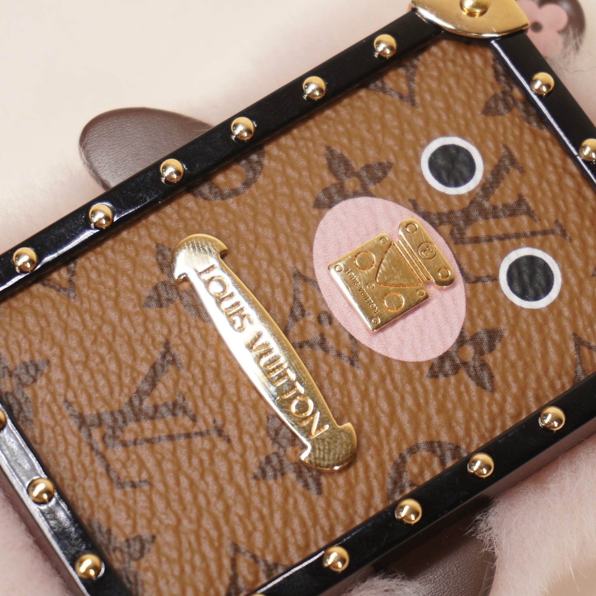 PRE-OWNED LV Bear Bag Charm and Key Holder Monogram Canvas with Fur