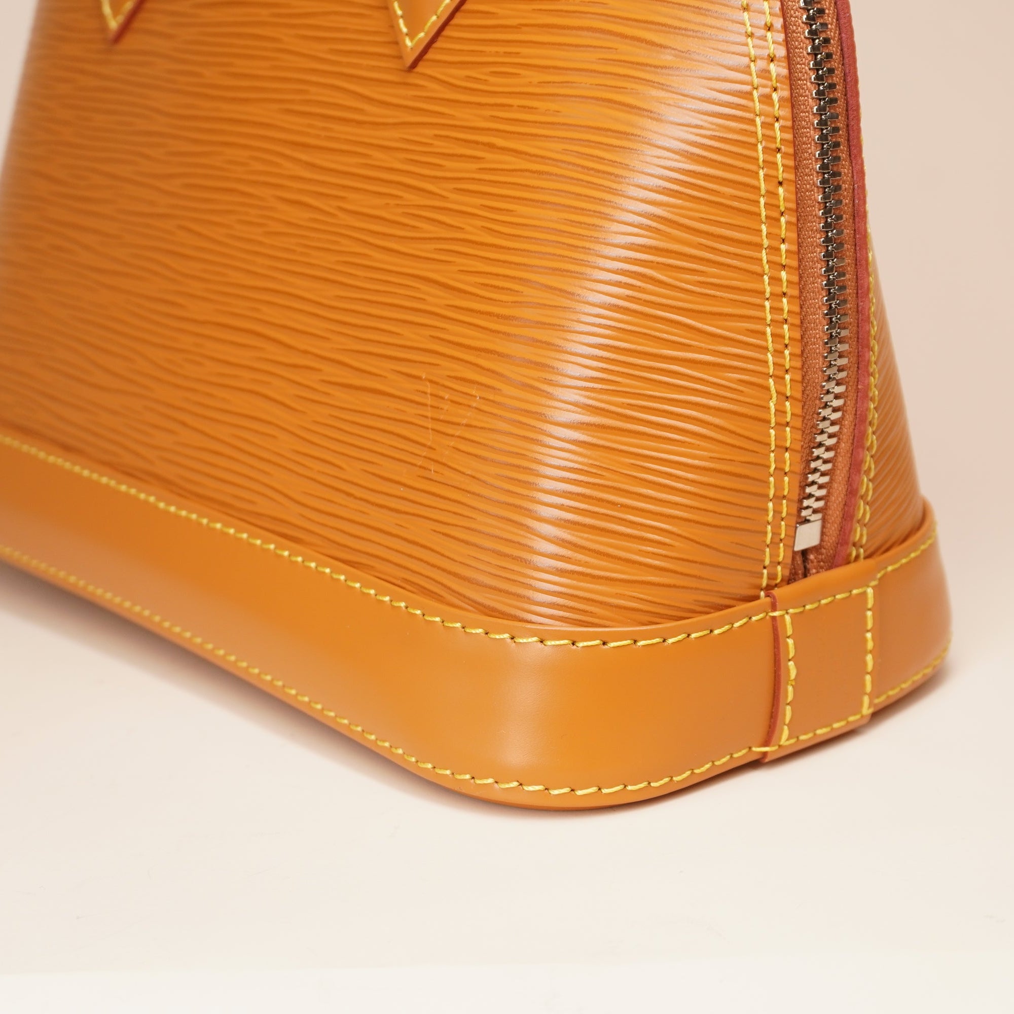 PRE-OWNED LV Camel Alma Epi Leather with Logo Jacquard Strap BB Crossbody Bag 