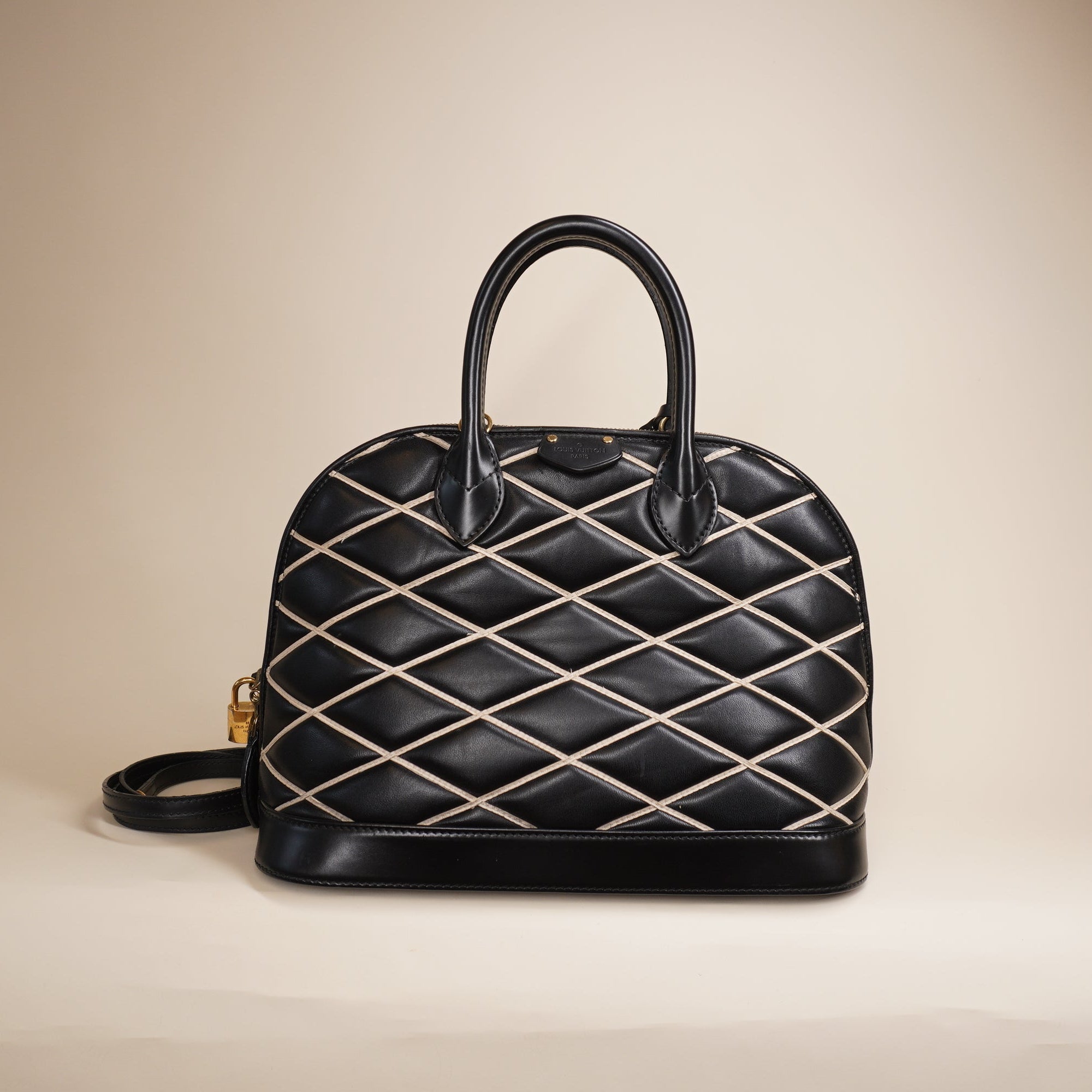 PRE-OWNED LV Lambskin Leather Malletage Alma PM Shoulder Bag