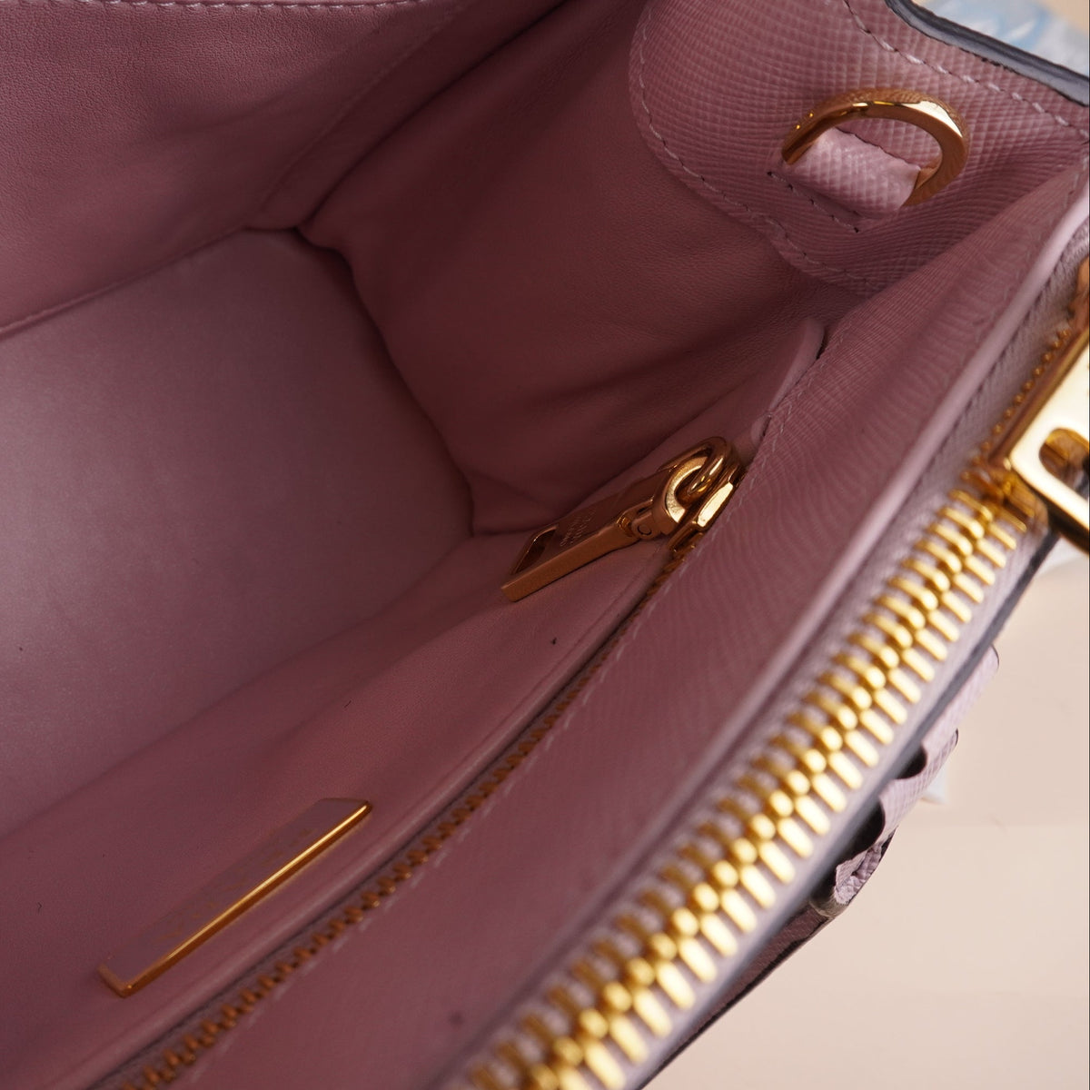 PRE-OWNED Small Saffiano Lux Airbrushed Ombre Galleria Double Zip Shoulder Bag