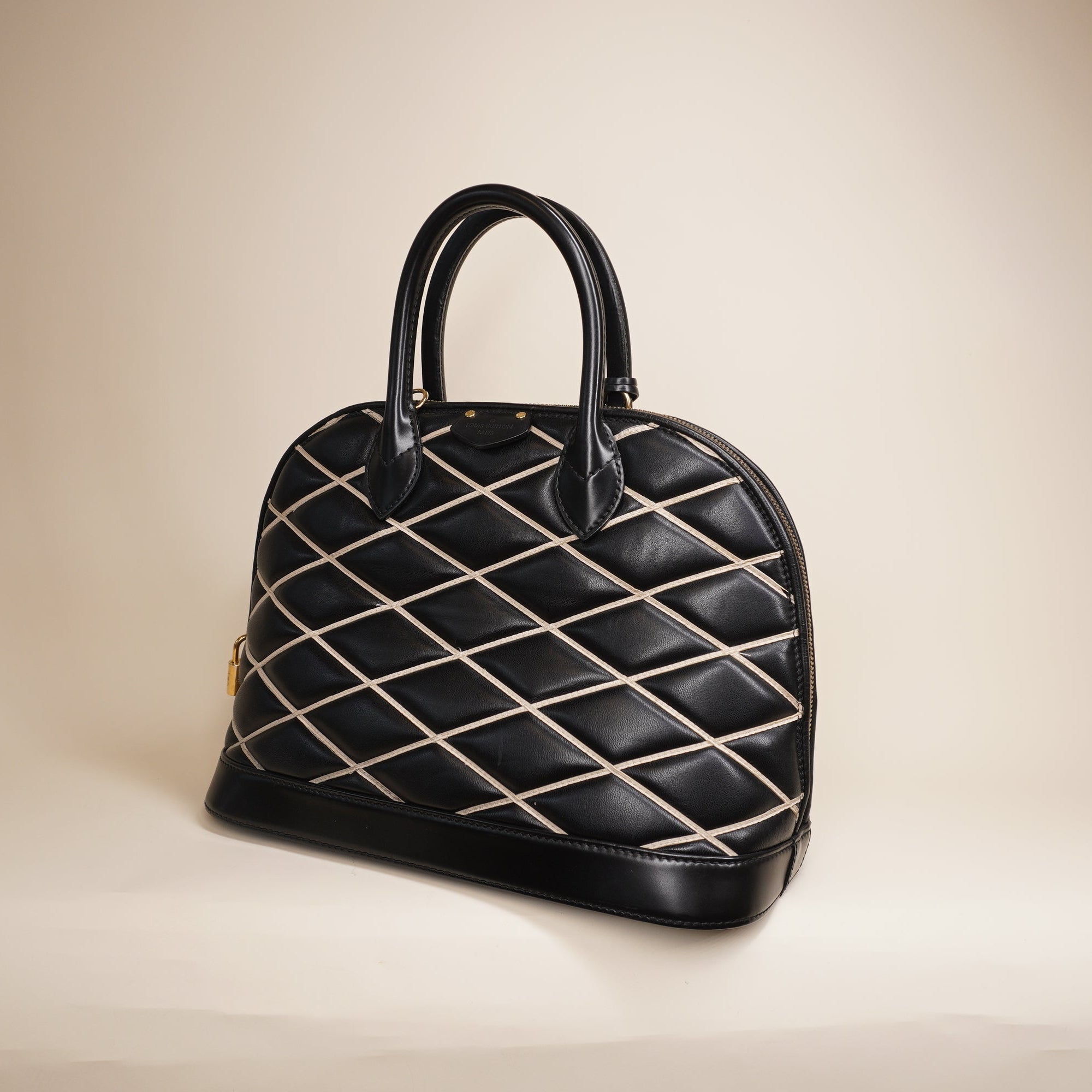 PRE-OWNED LV Lambskin Leather Malletage Alma PM Shoulder Bag