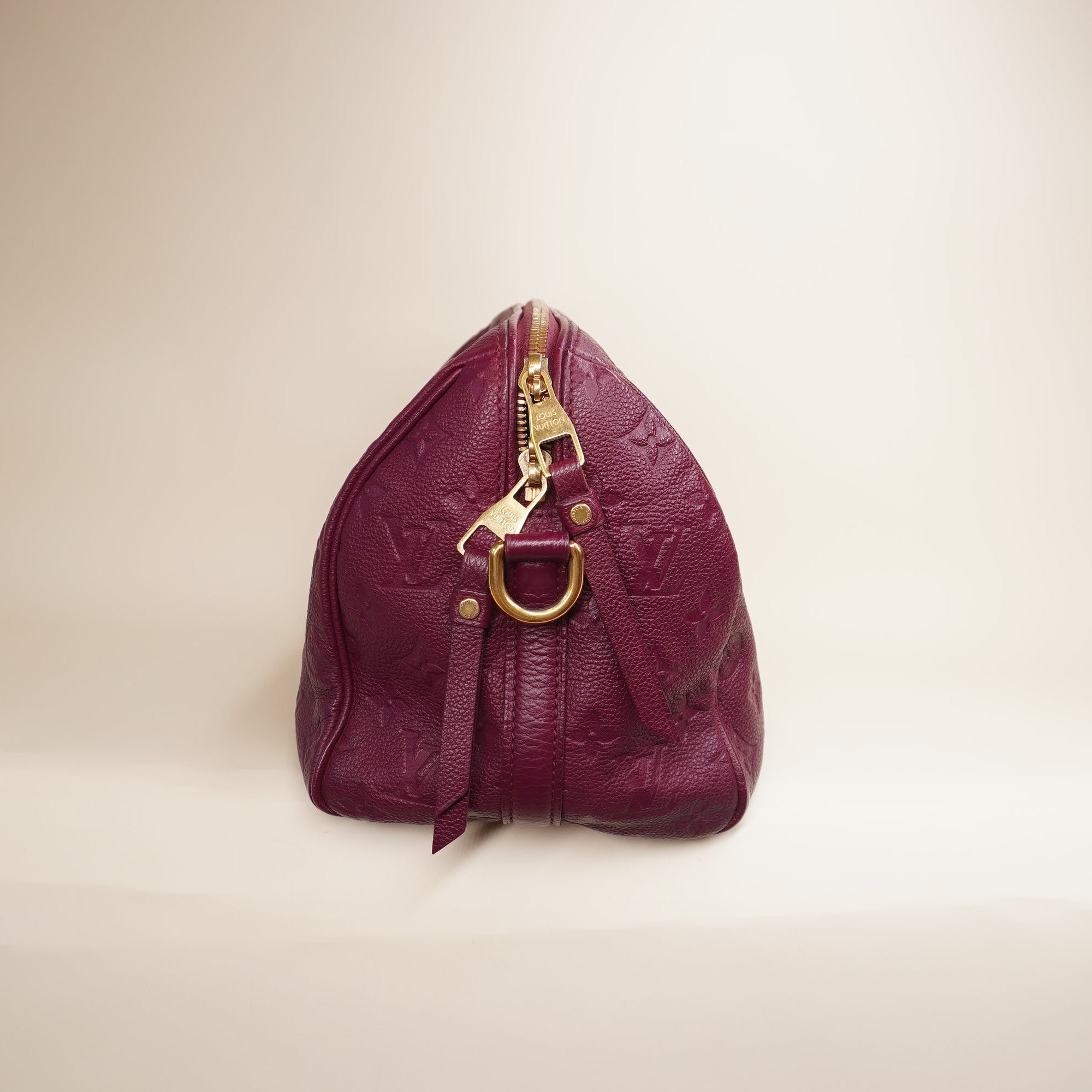 PRE-OWNED LV Speedy 25 Leather Empreinte Burgundy Shoulder Bag