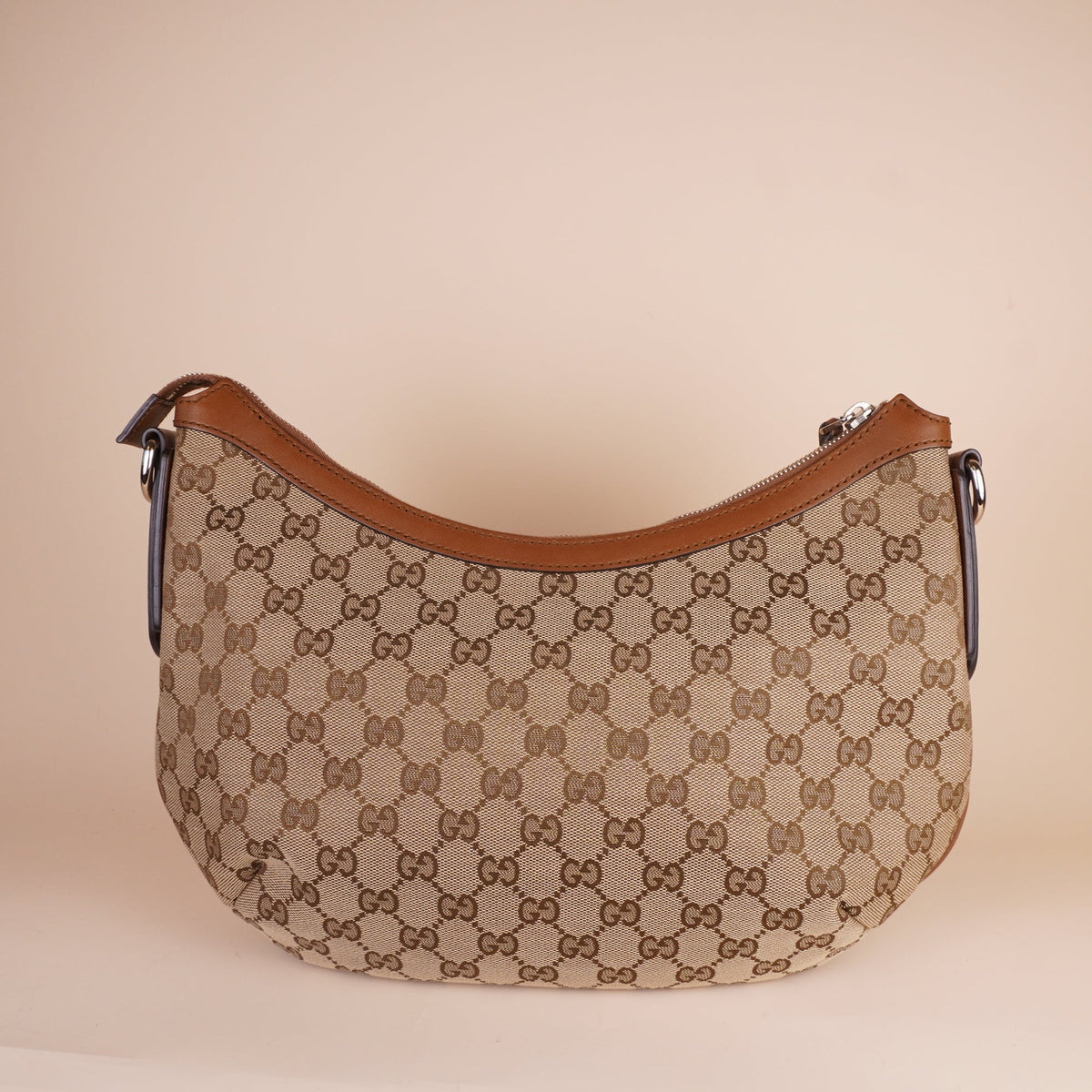 PRE-OWNED GG Canvas Half Moon Shoulder Bag