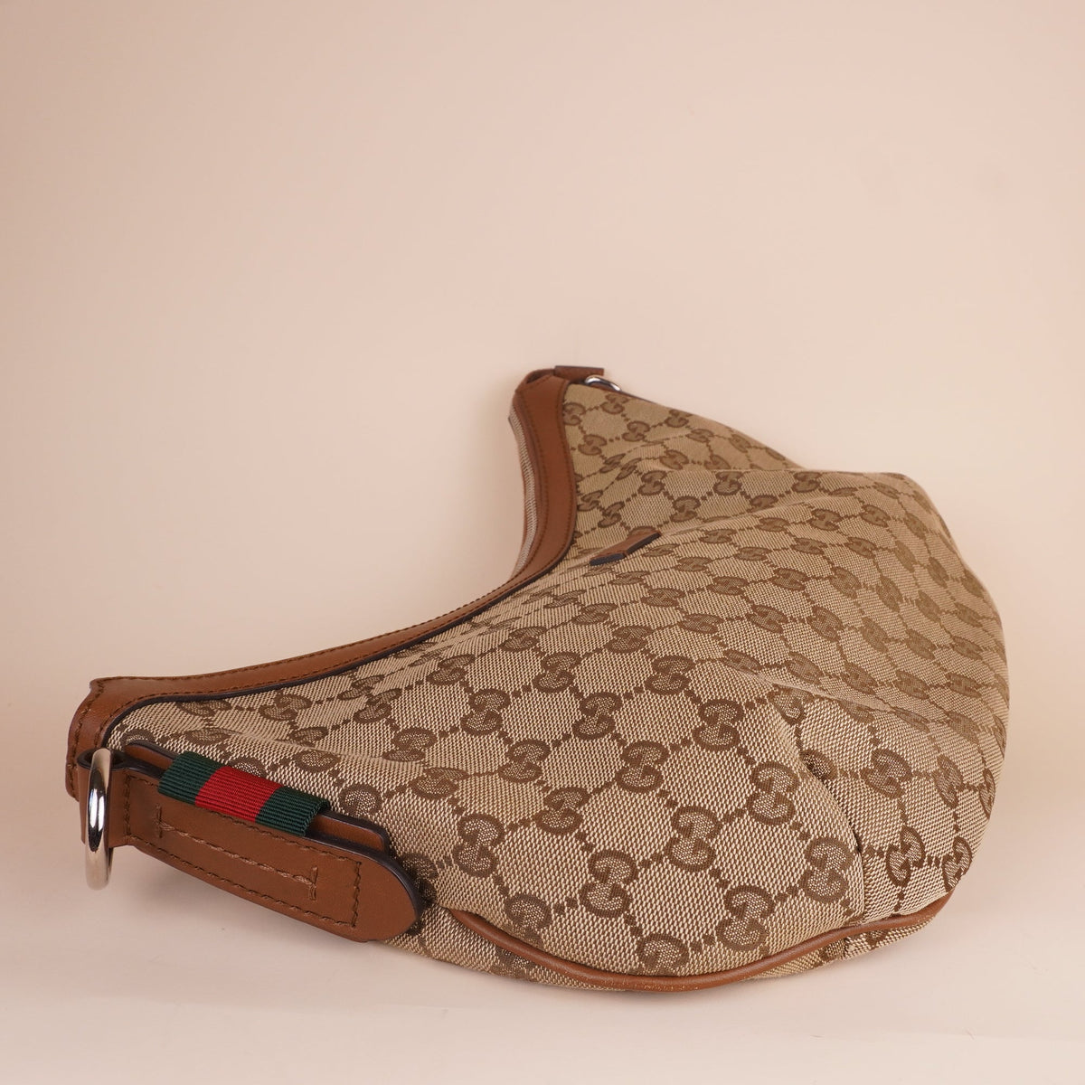 PRE-OWNED GG Canvas Half Moon Shoulder Bag
