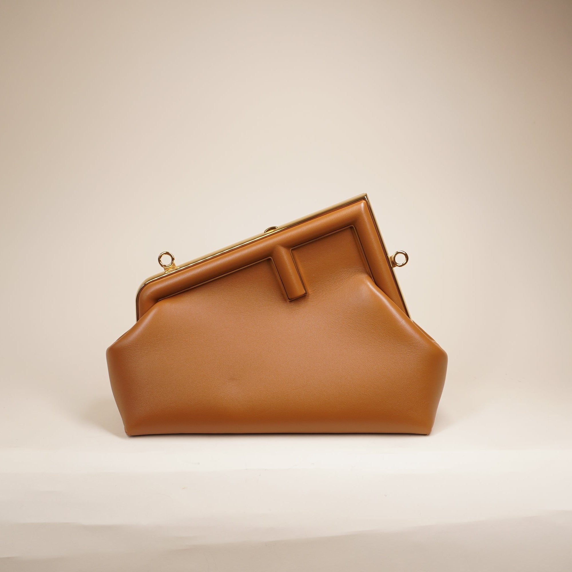  PRE-OWNED FF Shiny Nappa Small Fendi First Caramello Shoulder Bag