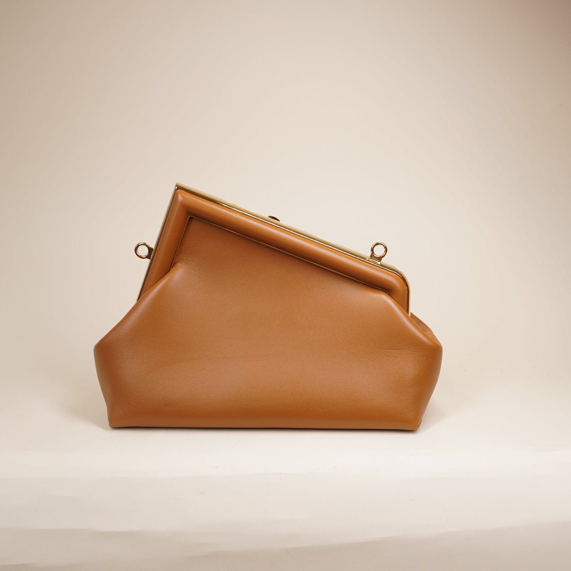  PRE-OWNED FF Shiny Nappa Small Fendi First Caramello Shoulder Bag