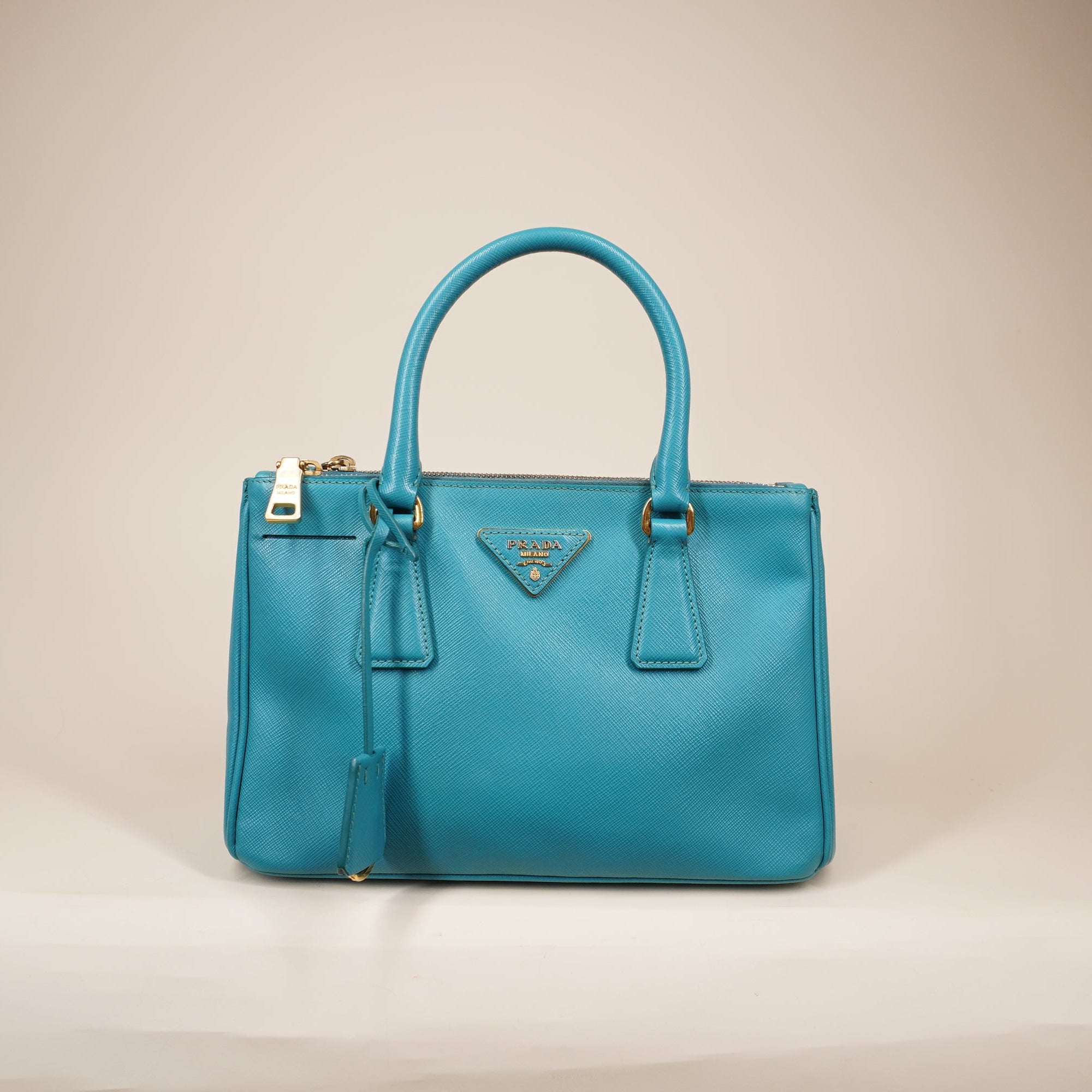 PRE-OWNED Galleria Small Saffiano Leather Blue Shoulder Bag