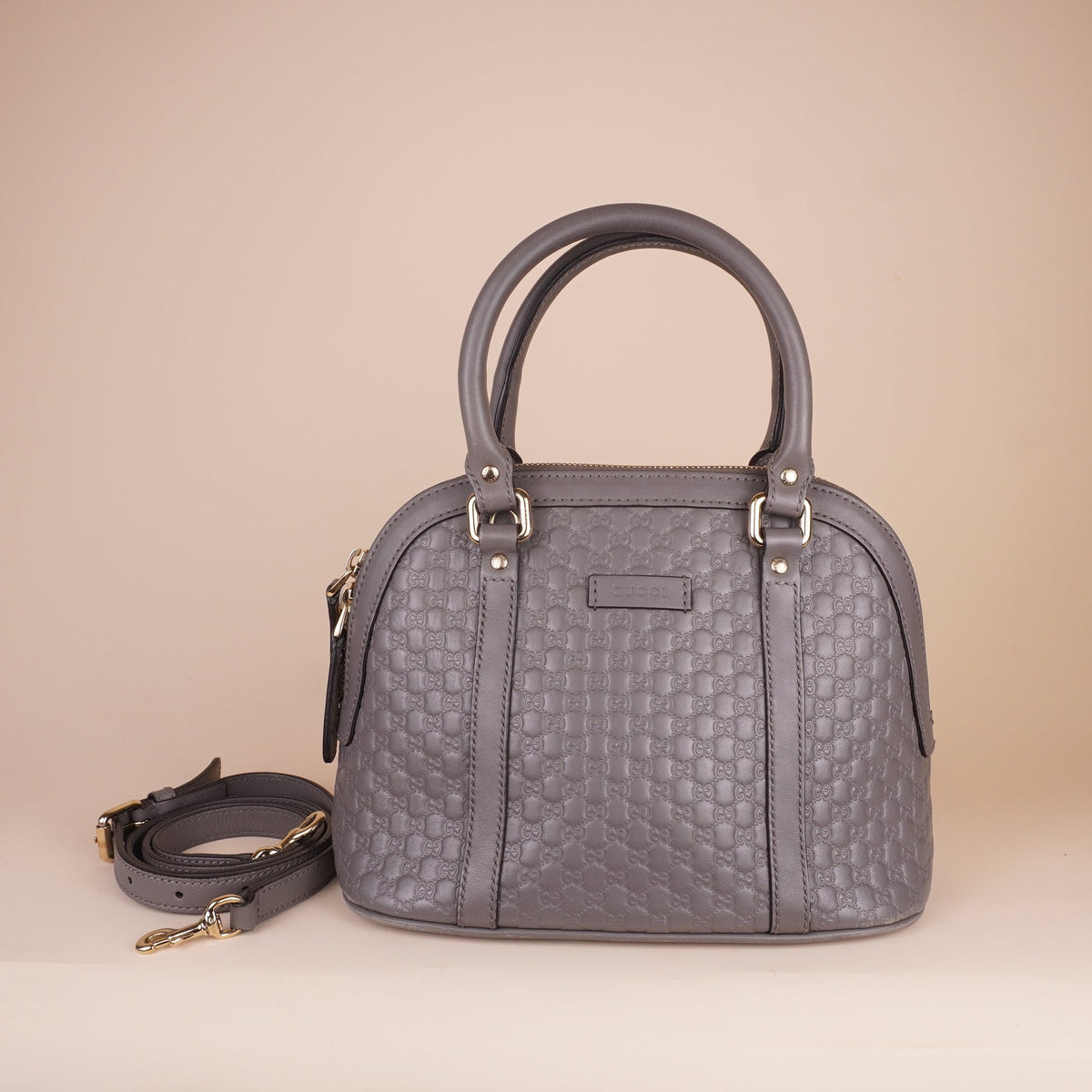 PRE-OWNED Grey Microguccissima Mini Dome Bag Shoulder Bag