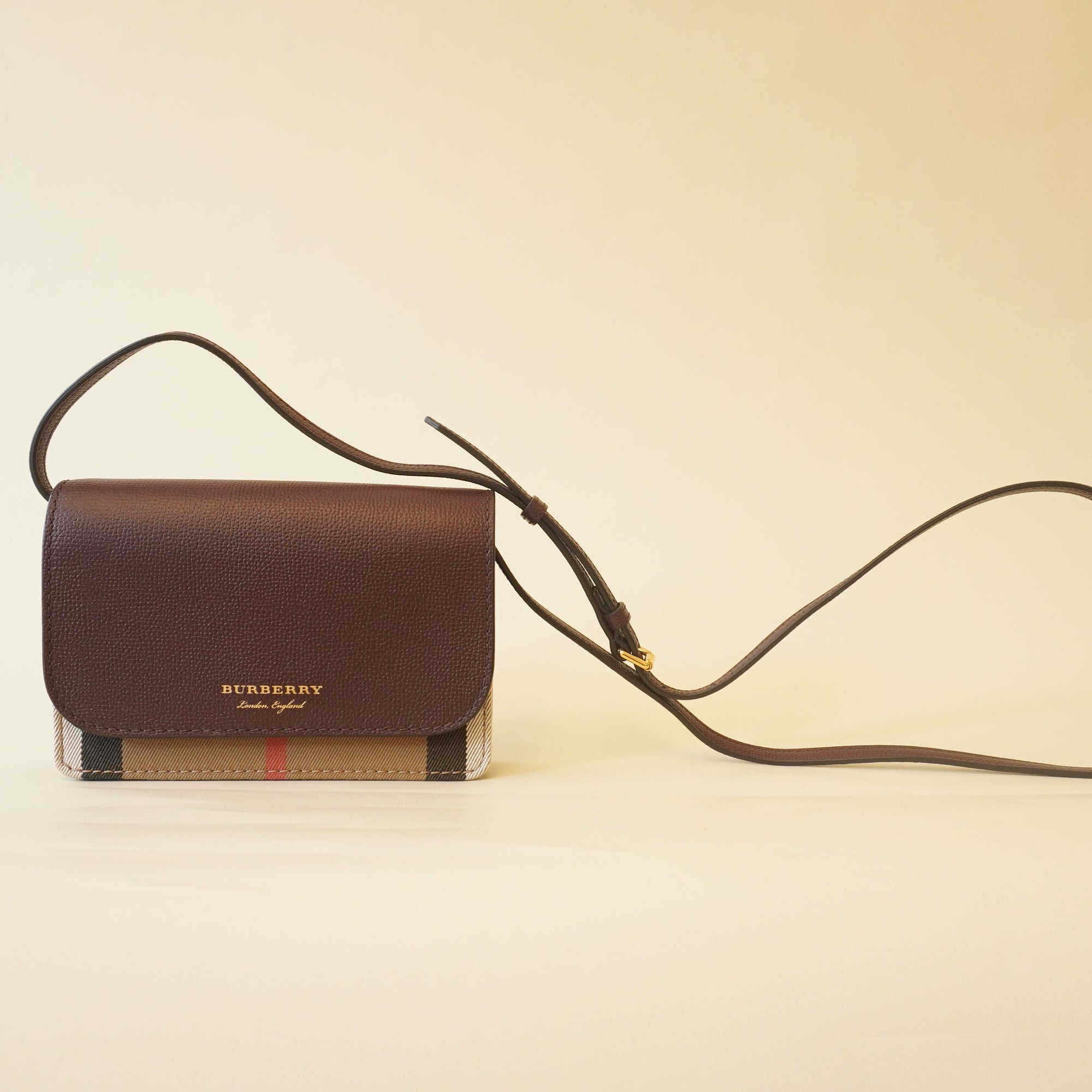 PRE-OWNED Brown Mini House Check Hampshire Crossbody