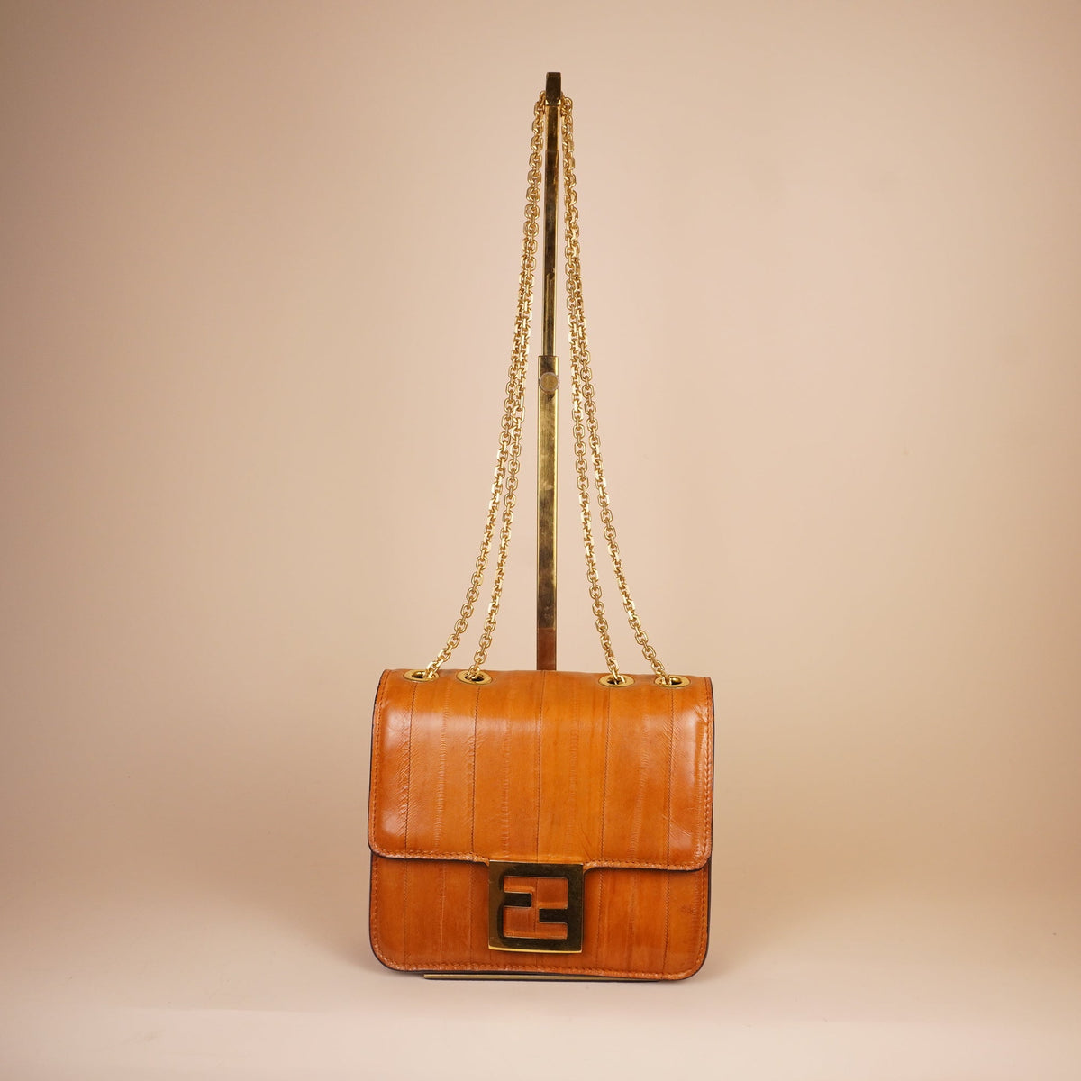 PRE-OWNED FF Fab Logo Shoulder Bag In Brown