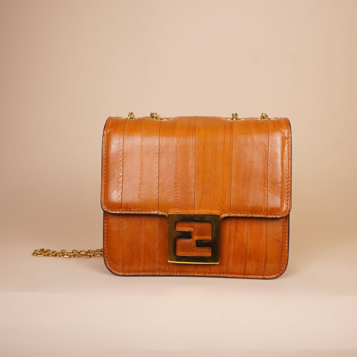 PRE-OWNED FF Fab Logo Shoulder Bag In Brown