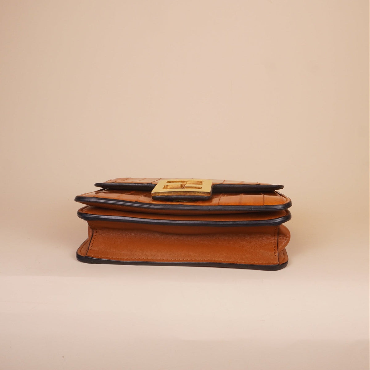 PRE-OWNED FF Fab Logo Shoulder Bag In Brown