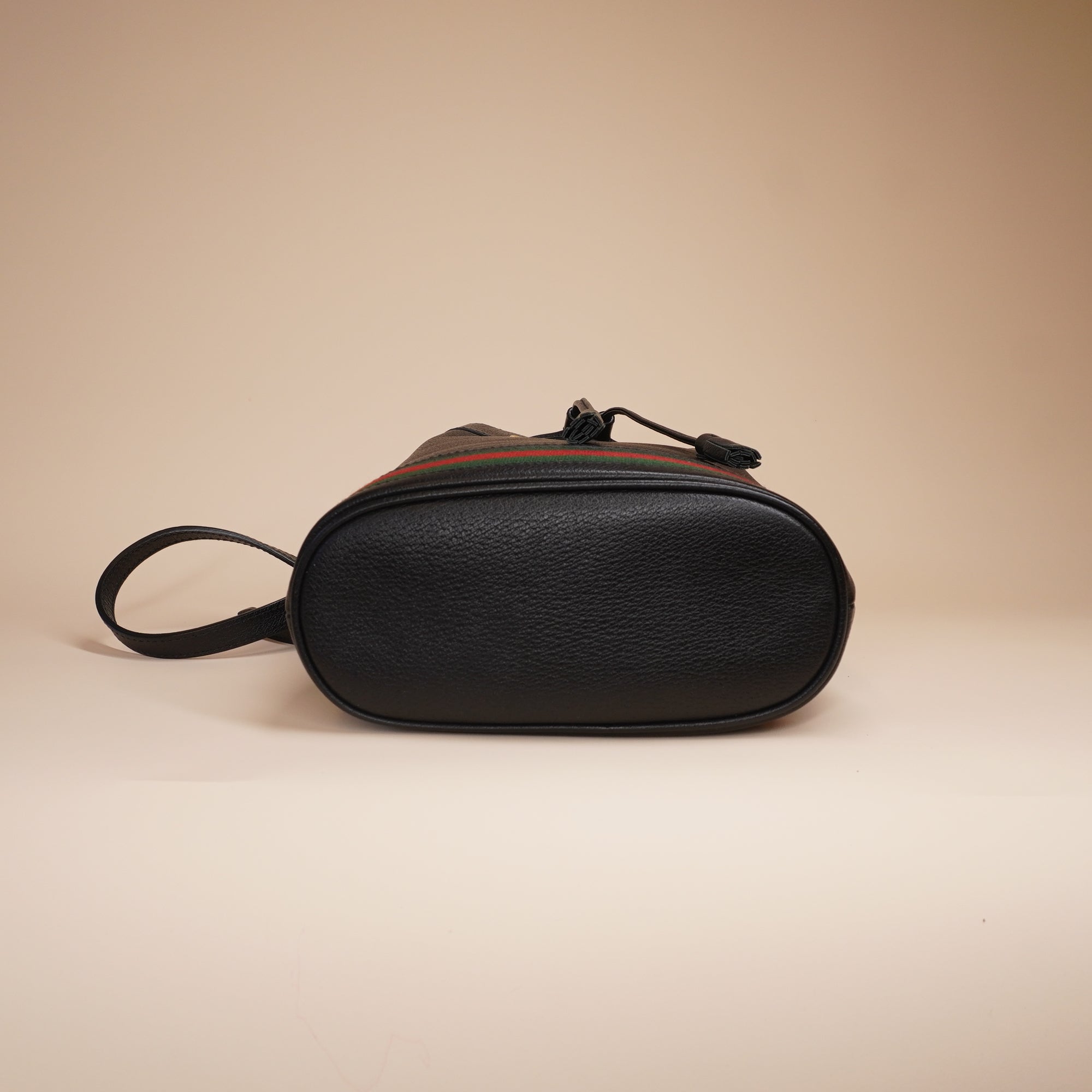 PRE-OWNED GG Black Web Ophidia Small Bucket Bag
