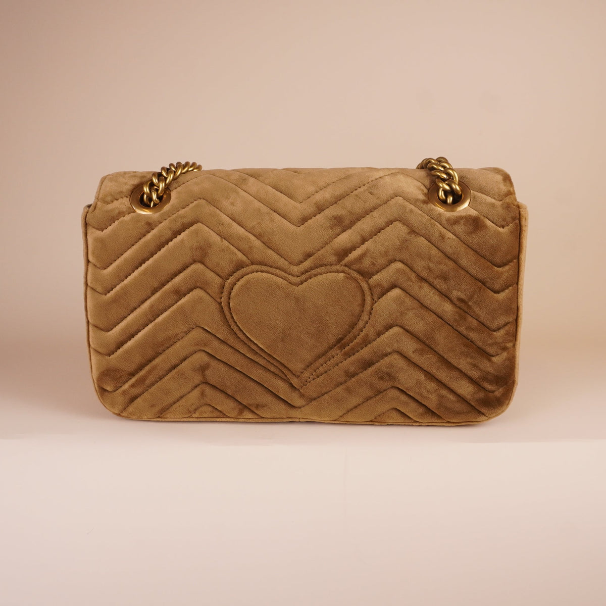 PRE-OWNED Suede Double G Marmont Small Shoulder Bag