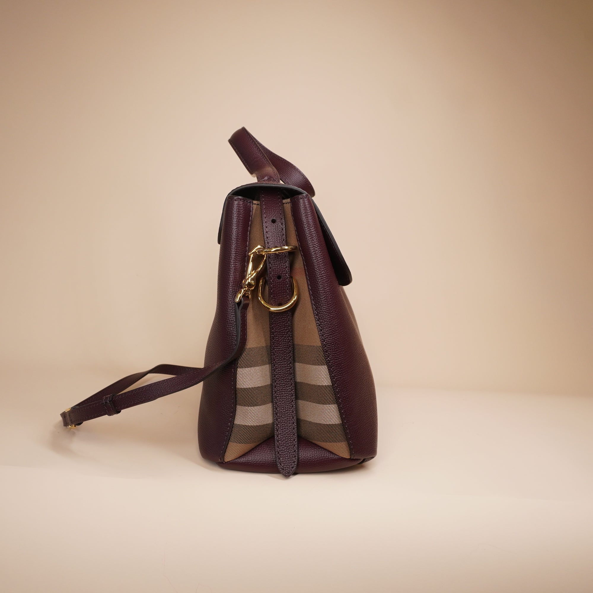 PRE-OWNED Burgundy House Check Camberley Shoulder Bag
