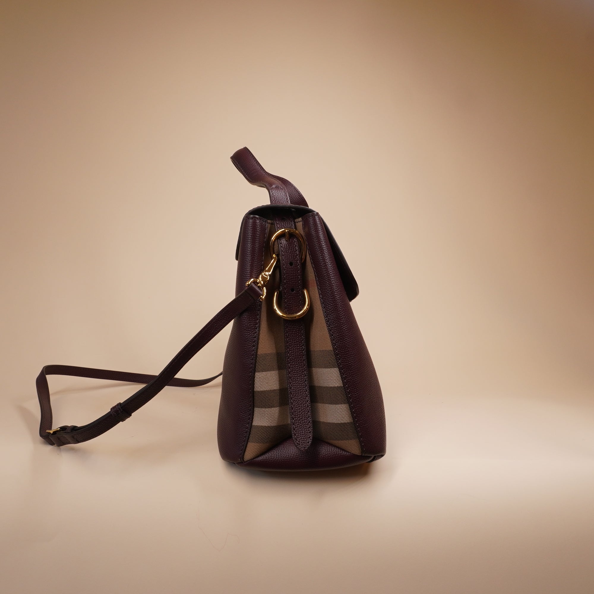 PRE-OWNED Burgundy House Check Camberley Shoulder Bag