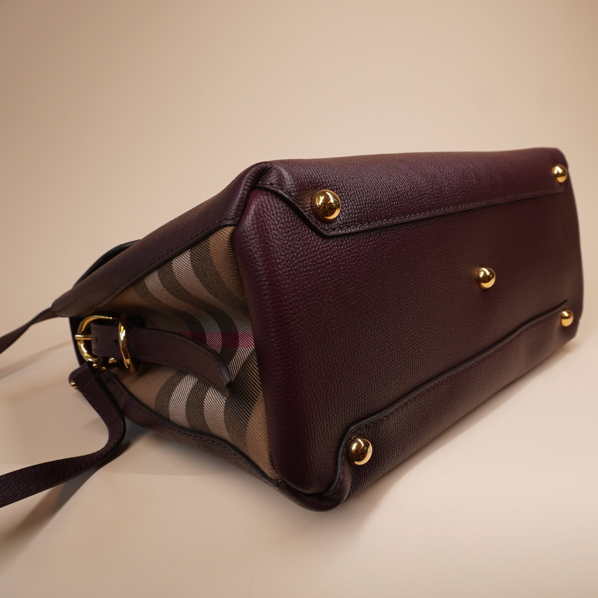 PRE-OWNED Burgundy House Check Camberley Shoulder Bag
