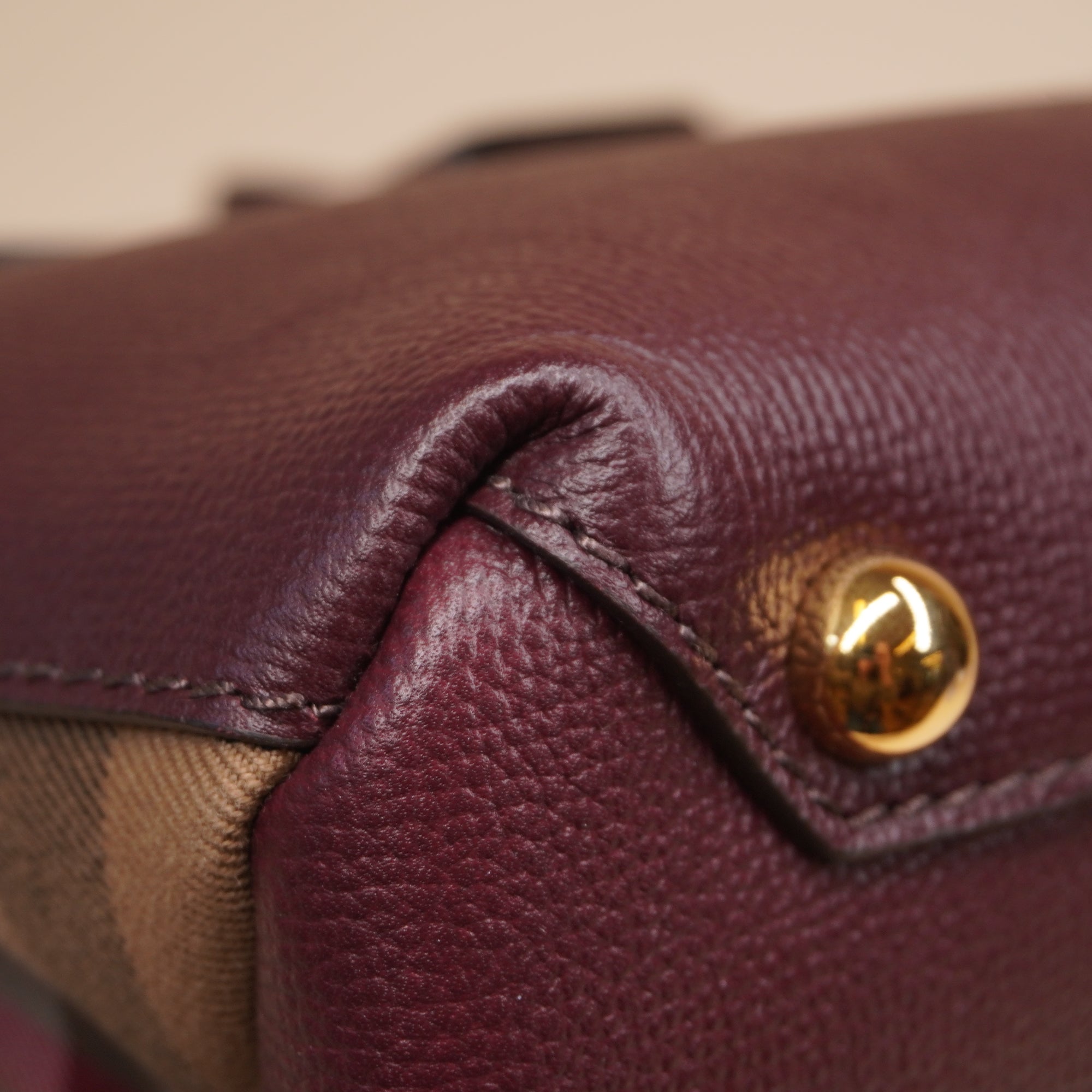 PRE-OWNED Burgundy House Check Camberley Shoulder Bag