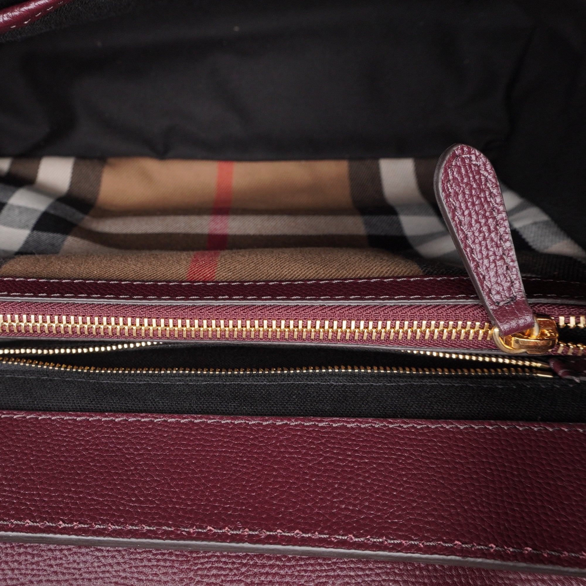 PRE-OWNED Burgundy House Check Camberley Shoulder Bag