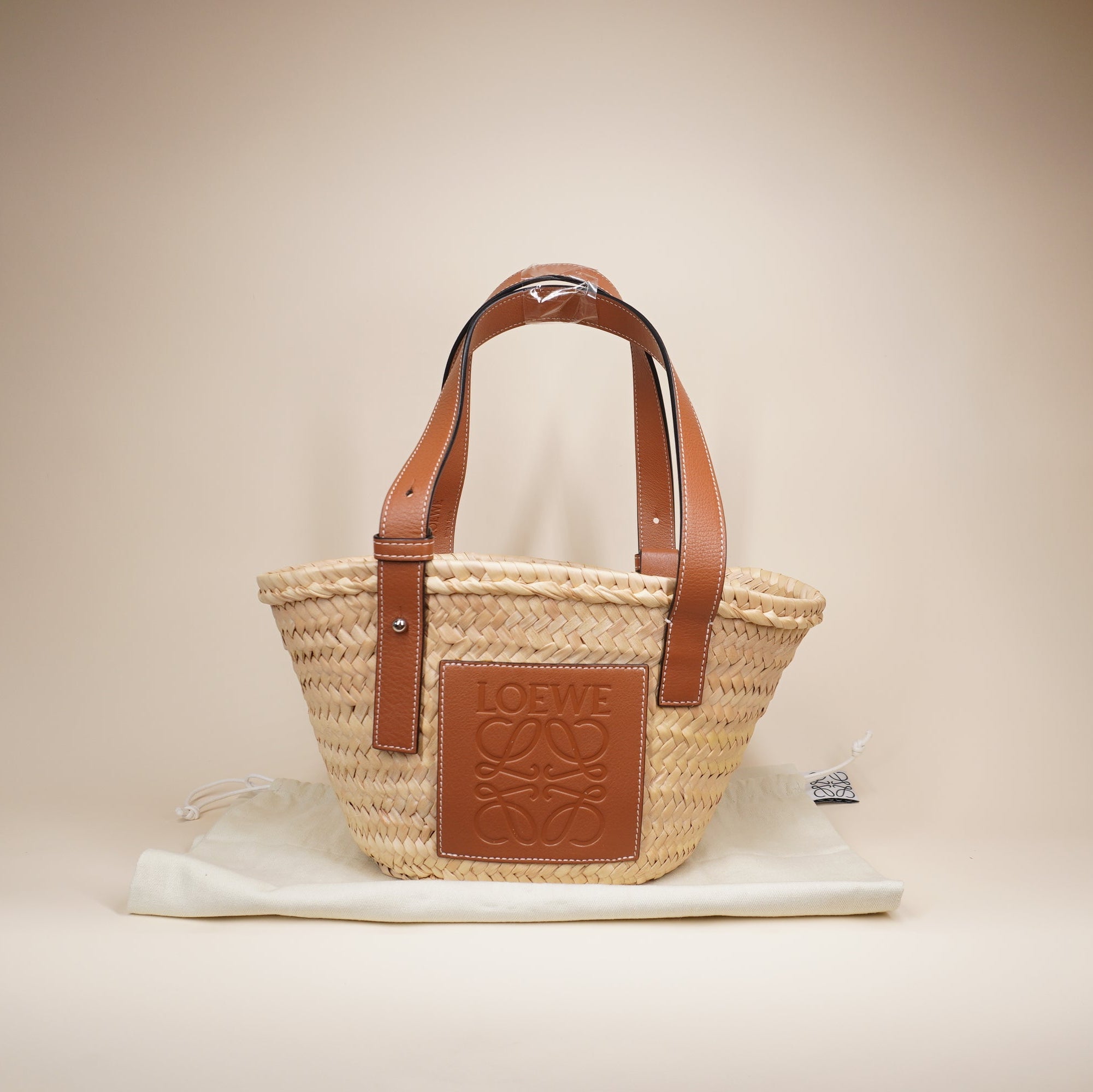 PRE-OWNED Raffia Basket Small Tote Small Shoulder Bag