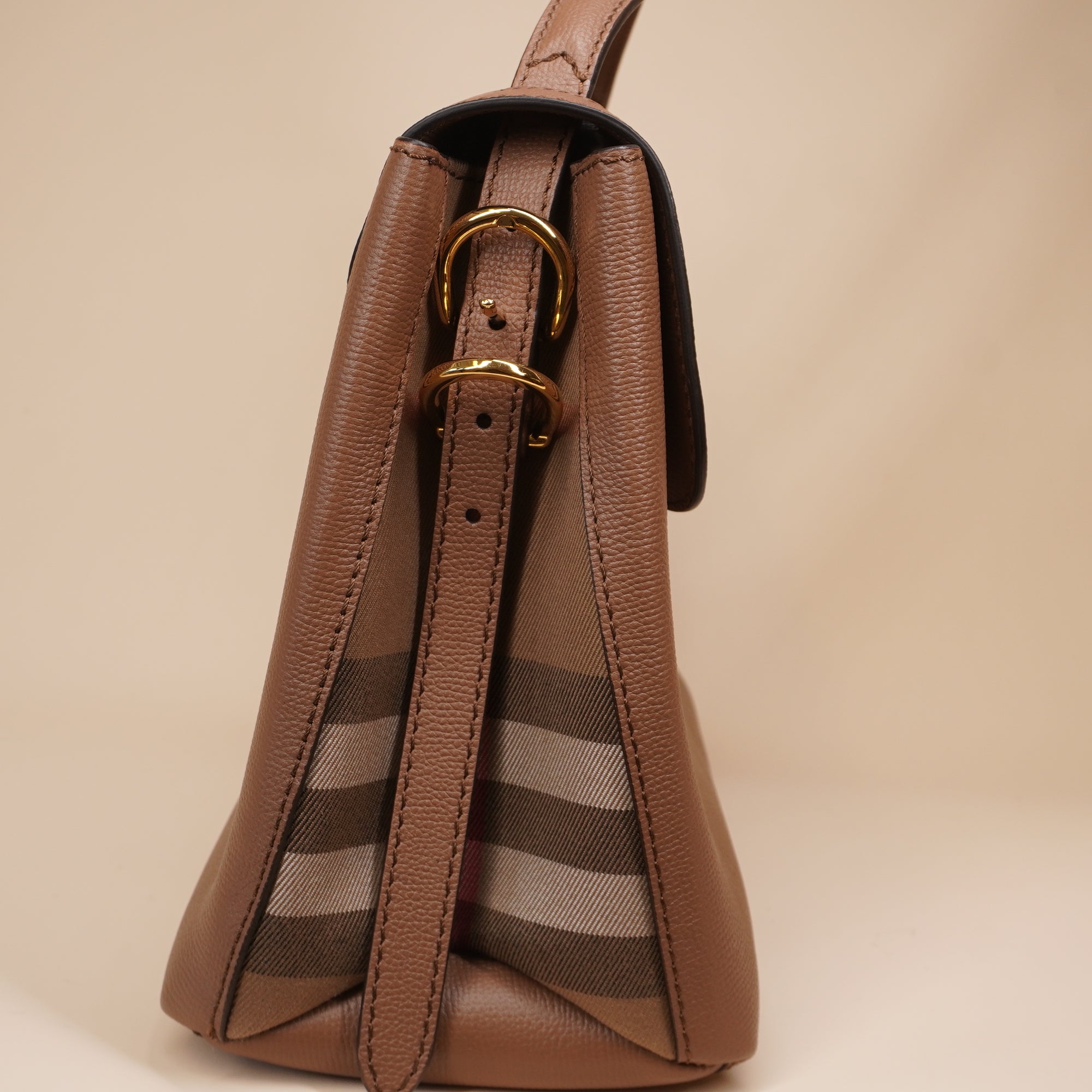 PRE-OWNED Beige House Check Camberley Shoulder Bag