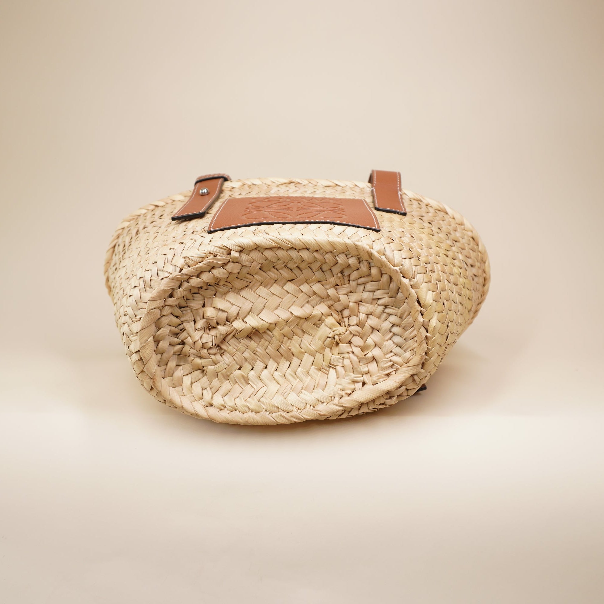 PRE-OWNED Raffia Basket Small Tote Small Shoulder Bag