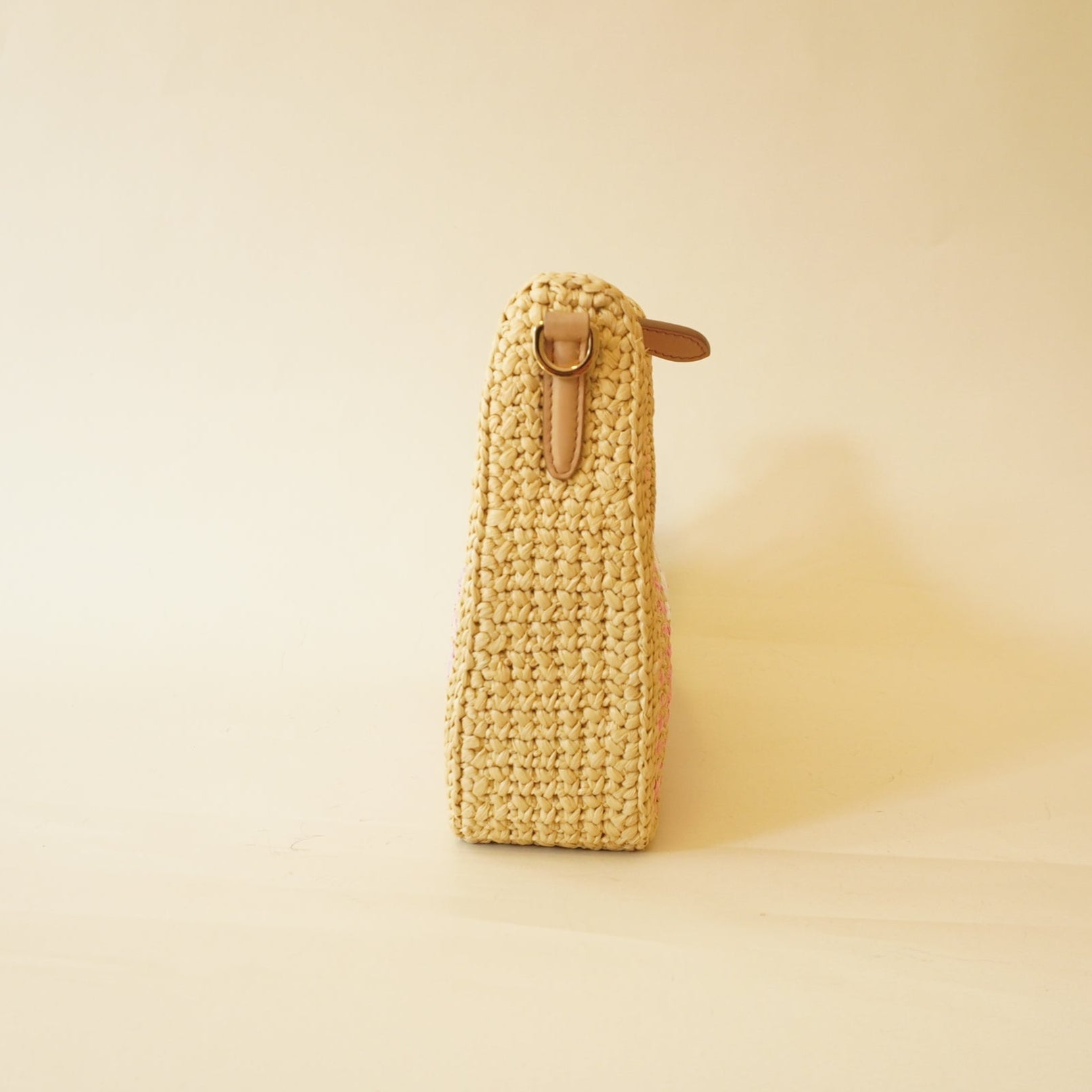 PRE-OWNED Yarn Raffia Effect Crochet Striped Re-Edition 2005 Shoulder Bag Naturale Petalo