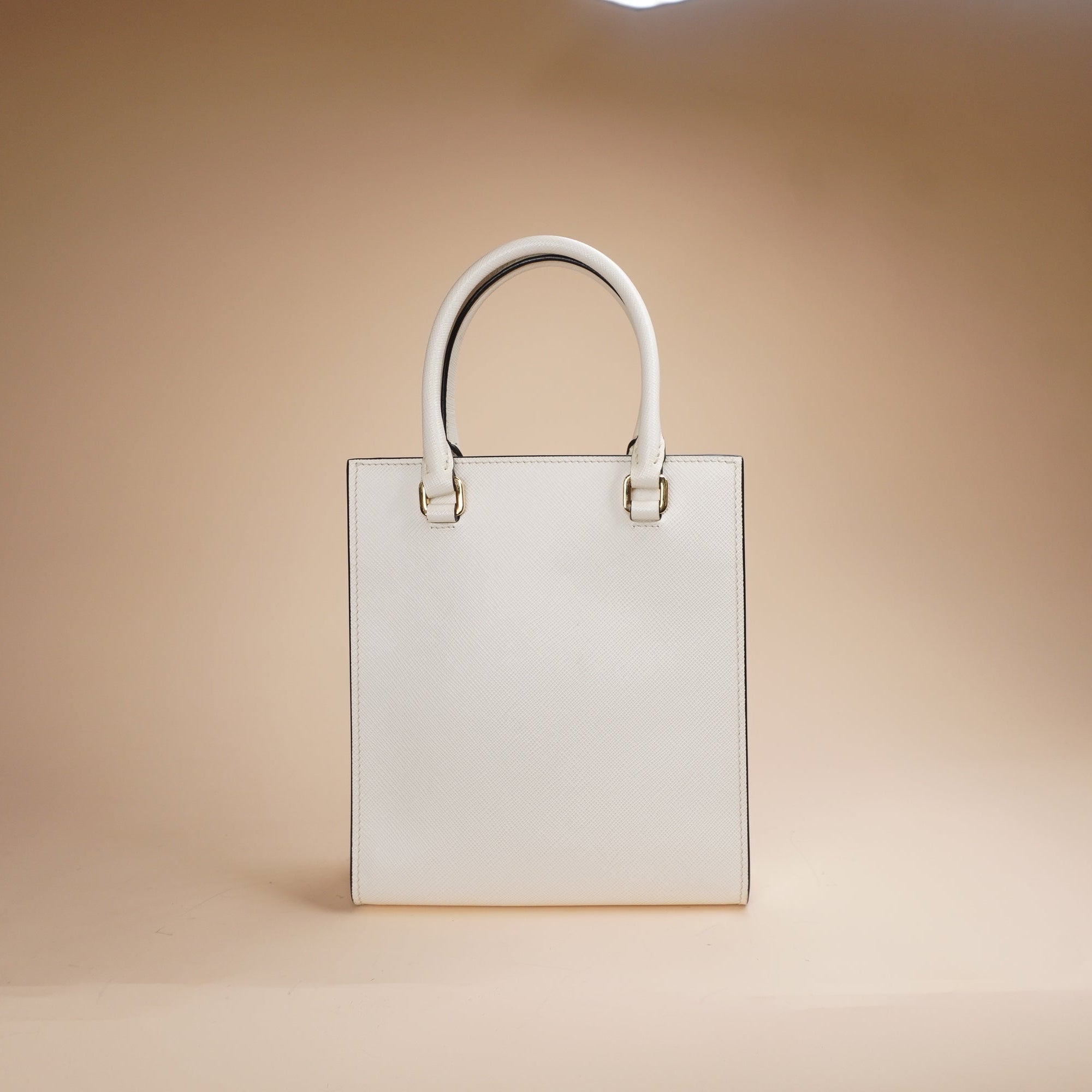 PRE-OWNED White Enameled Metal Triangle Tote Small Crossbody Bag