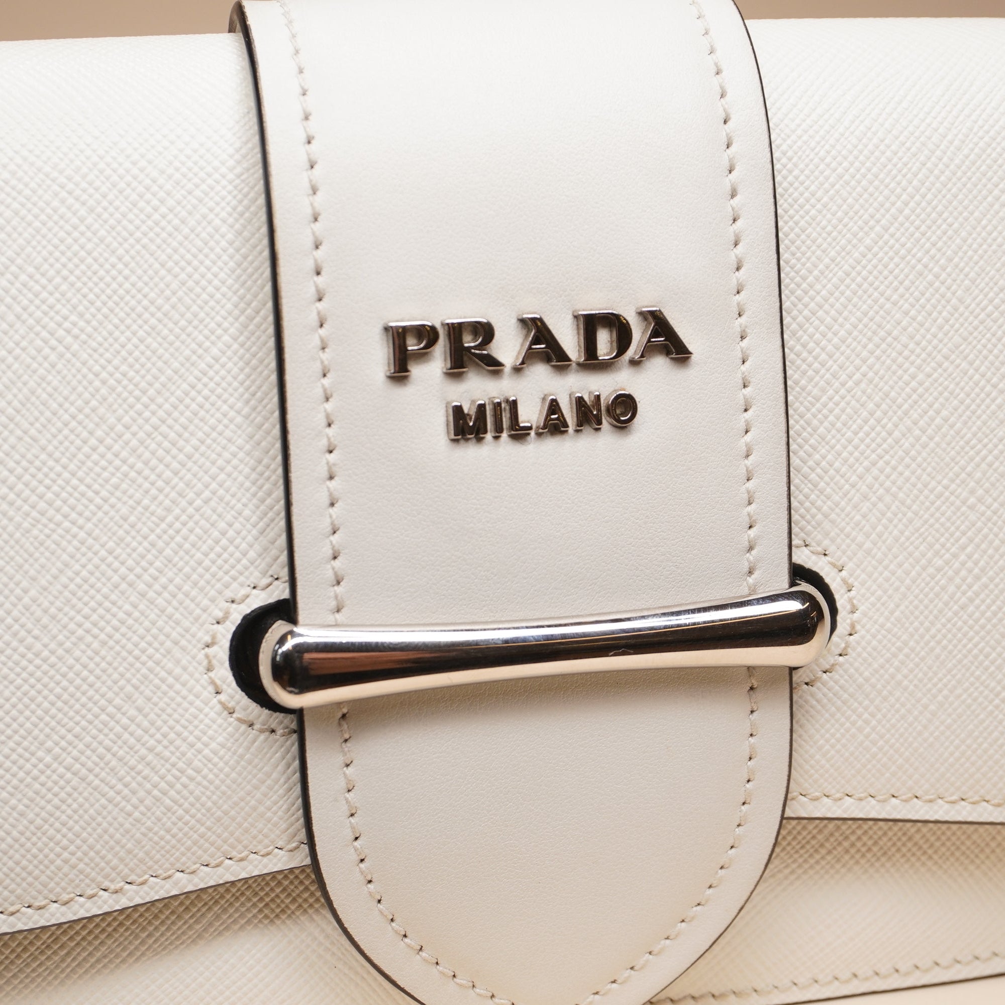 PRE-OWNED White City Calf Sidone Shoulder Bag