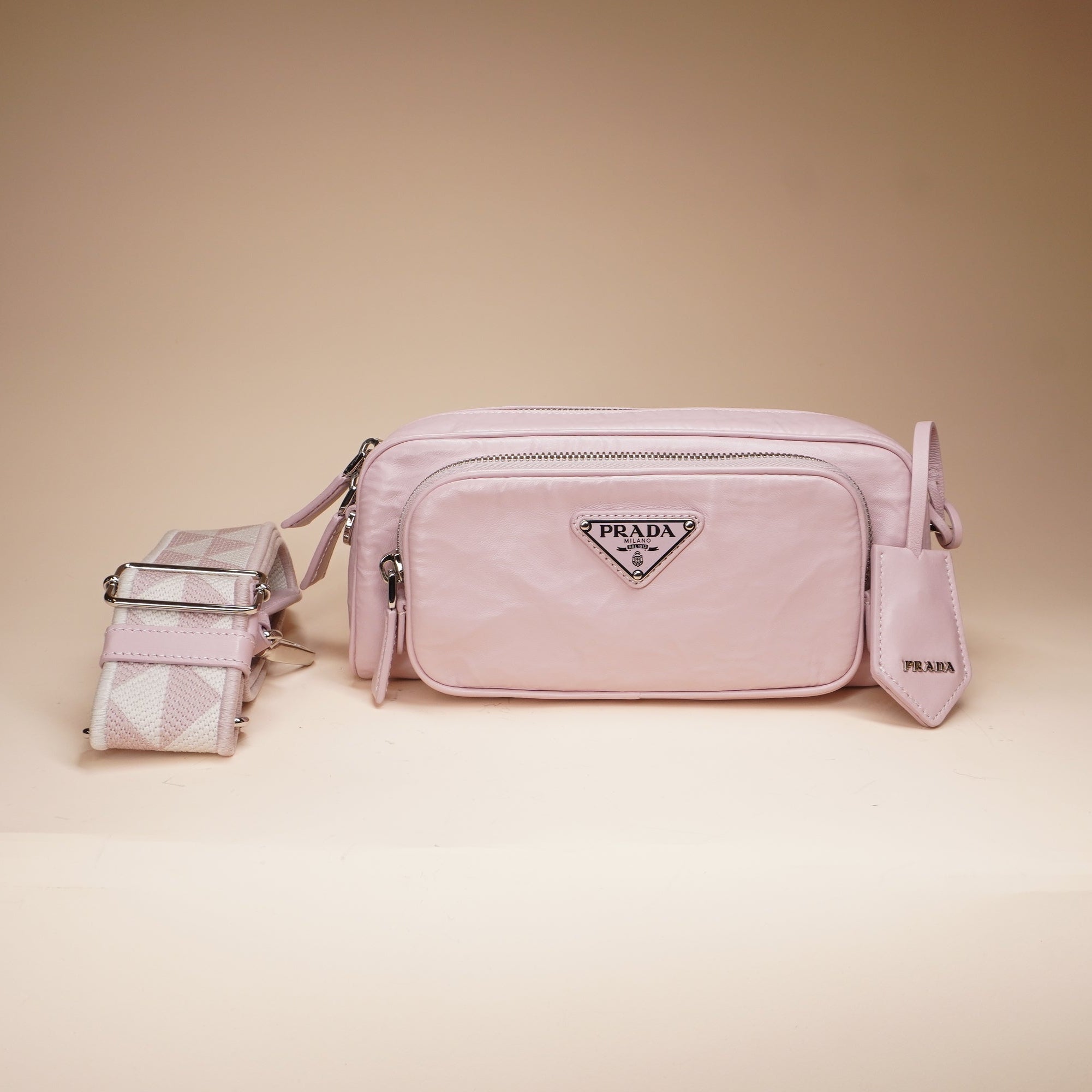 PRE-OWNED Light Pink Nappa Antique Multi-Pocket Shoulder Bag Alabastro