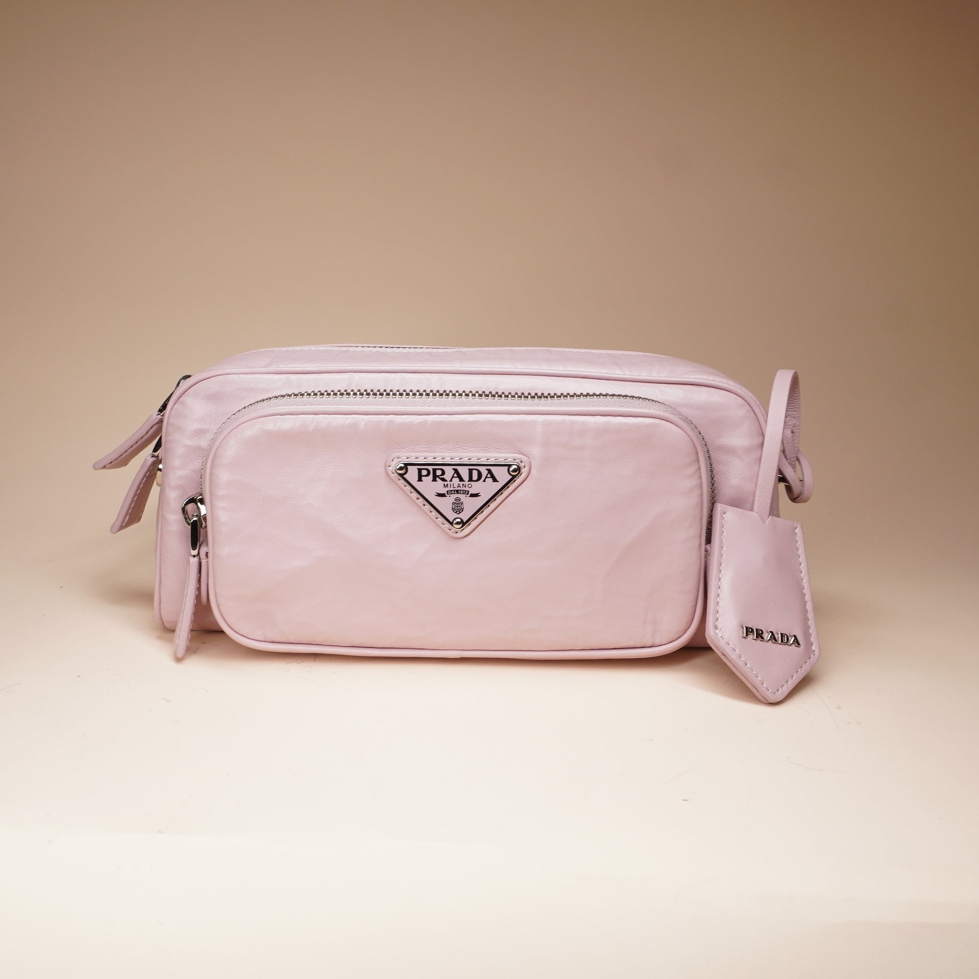PRE-OWNED Light Pink Nappa Antique Multi-Pocket Shoulder Bag Alabastro